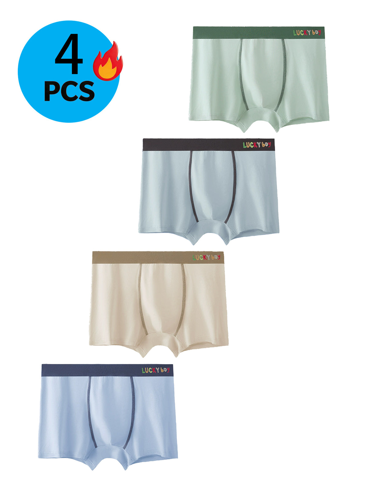 Boxer sans couture de sport coton homme — lot de 4, uni