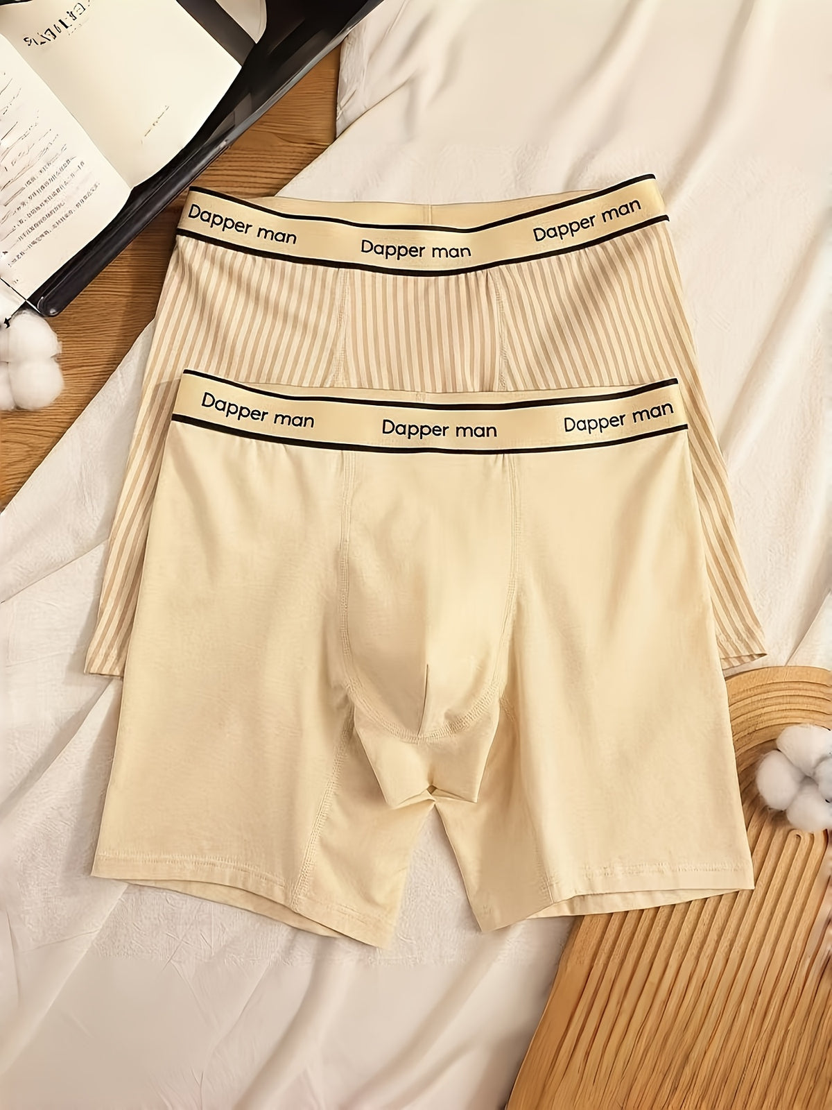 Boxer grande taille respirant coton homme — lot de 3, rayé — vue 5 Image