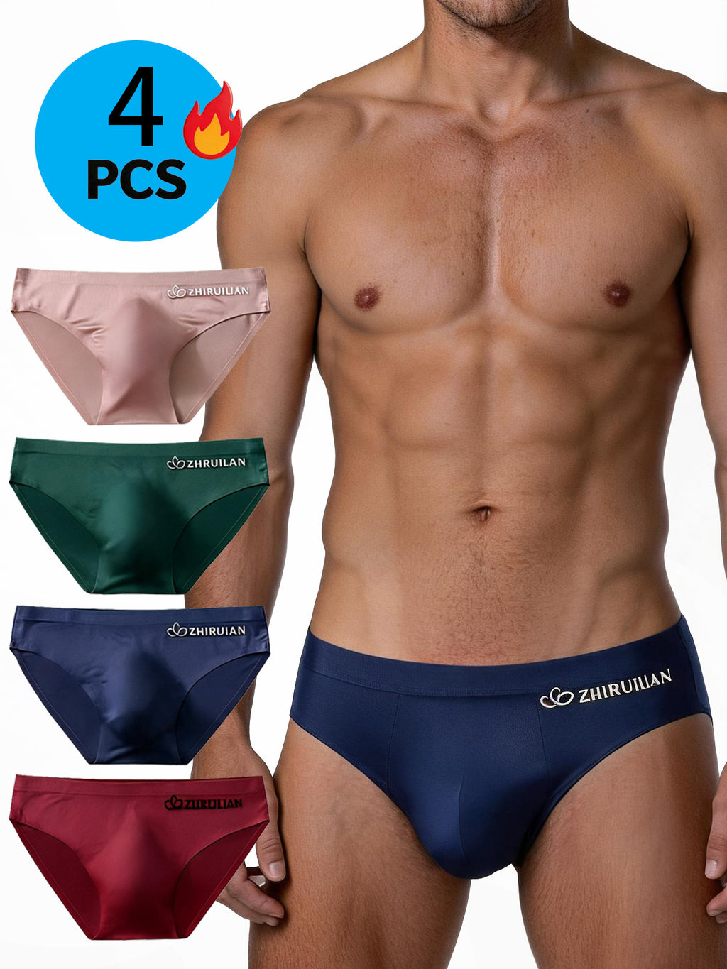 Slip de sport respirant microfibre homme — lot de 4, uni, du S au XL (modèle 2)