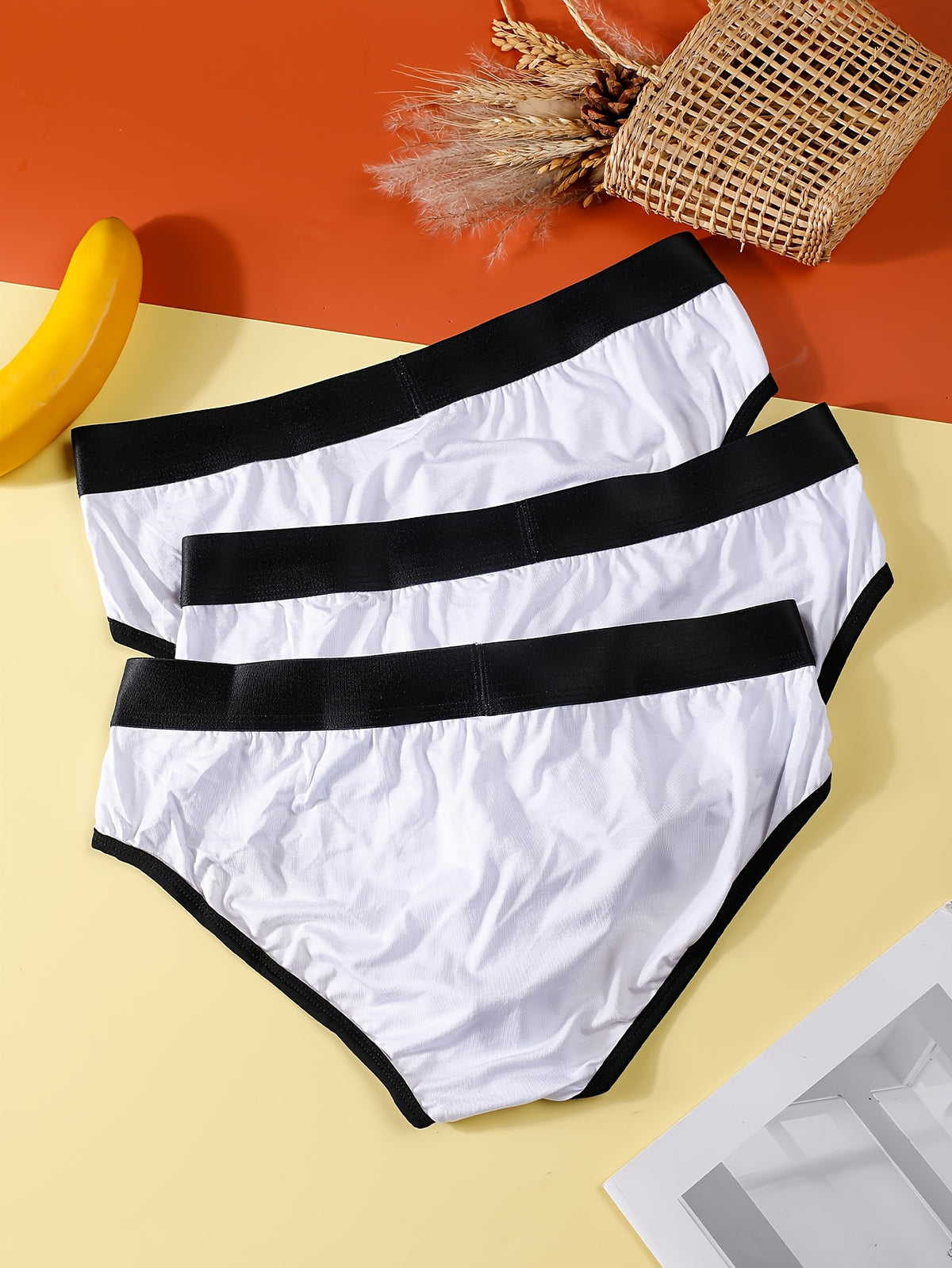 Slip d'intérieur à poche de maintien bambou homme — lot de 3, uni