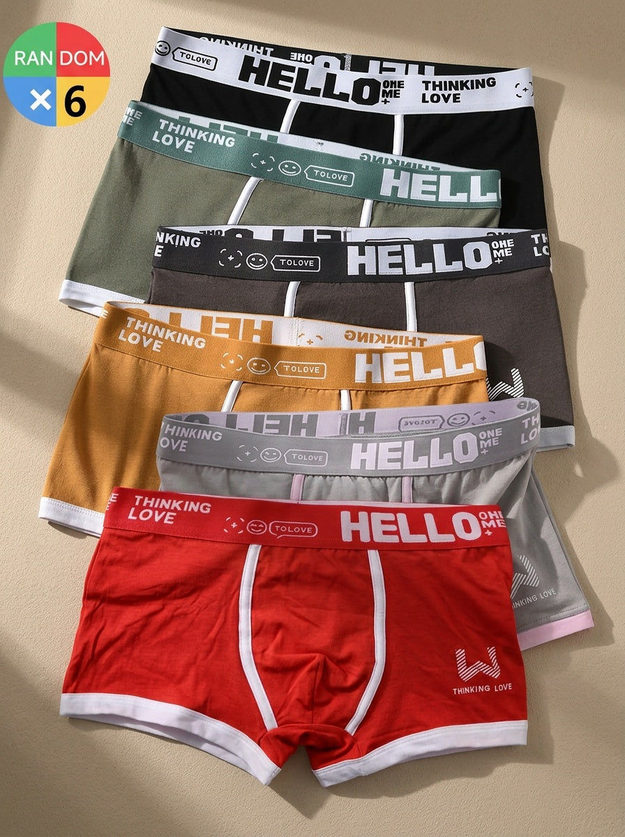 Boxer de sport d'intérieur coton homme — lot de 6, imprimé