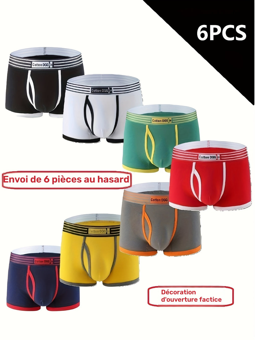 Boxer de sport respirant coton homme — lot de 6, du XS au XXL