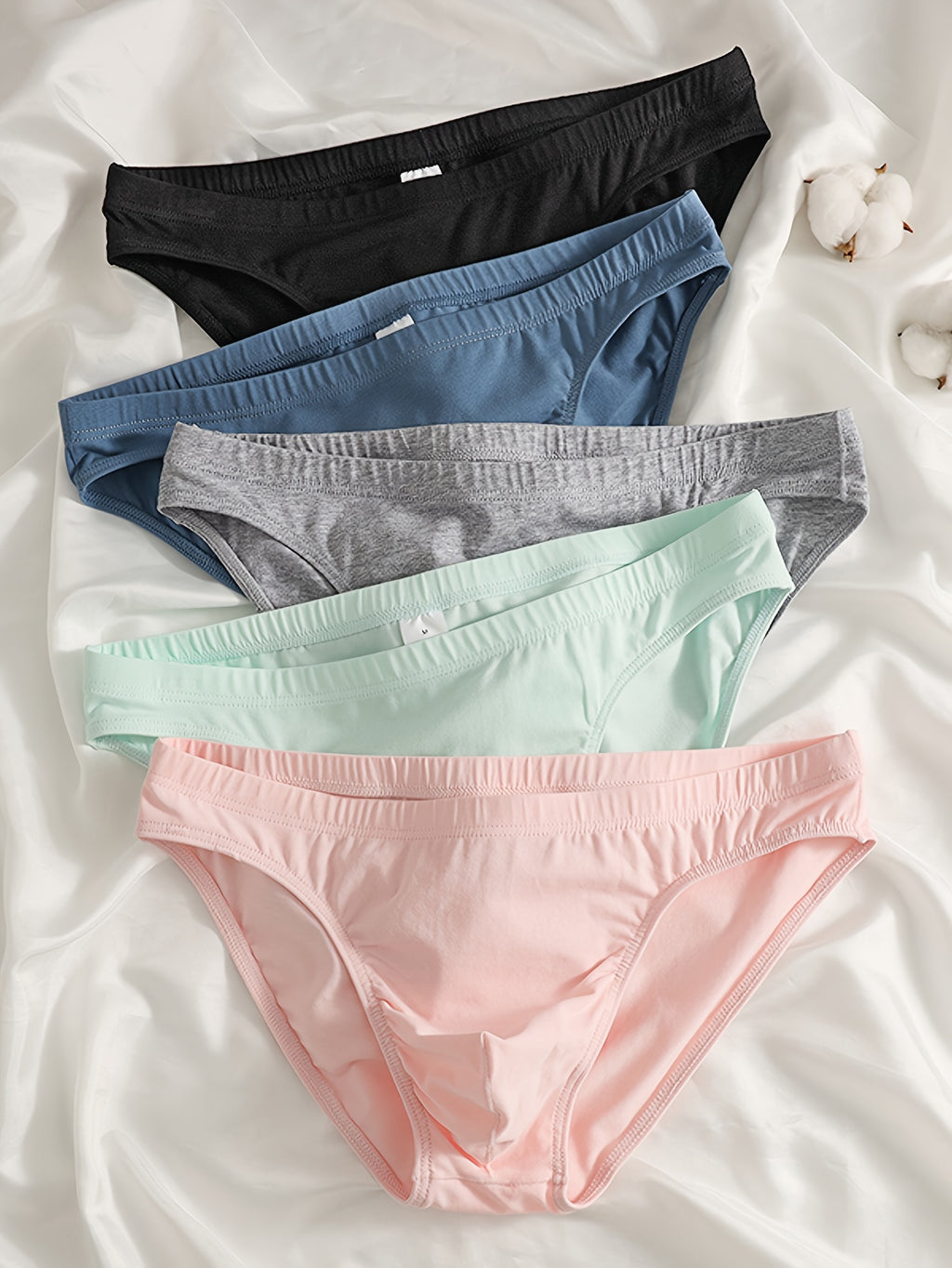Slip long respirant coton homme — lot de 5, uni