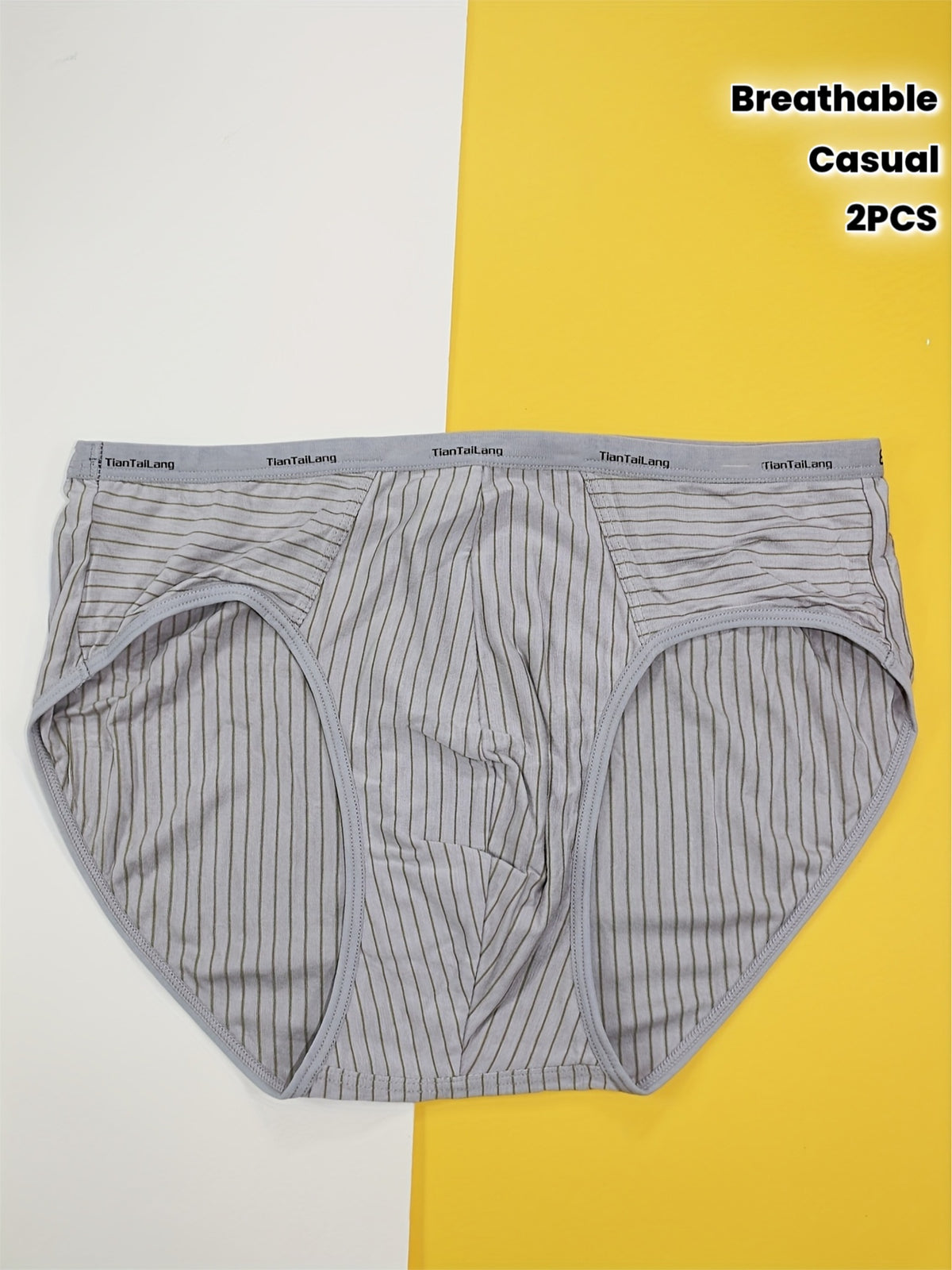 Slip respirant bambou homme — lot de 2, rayé