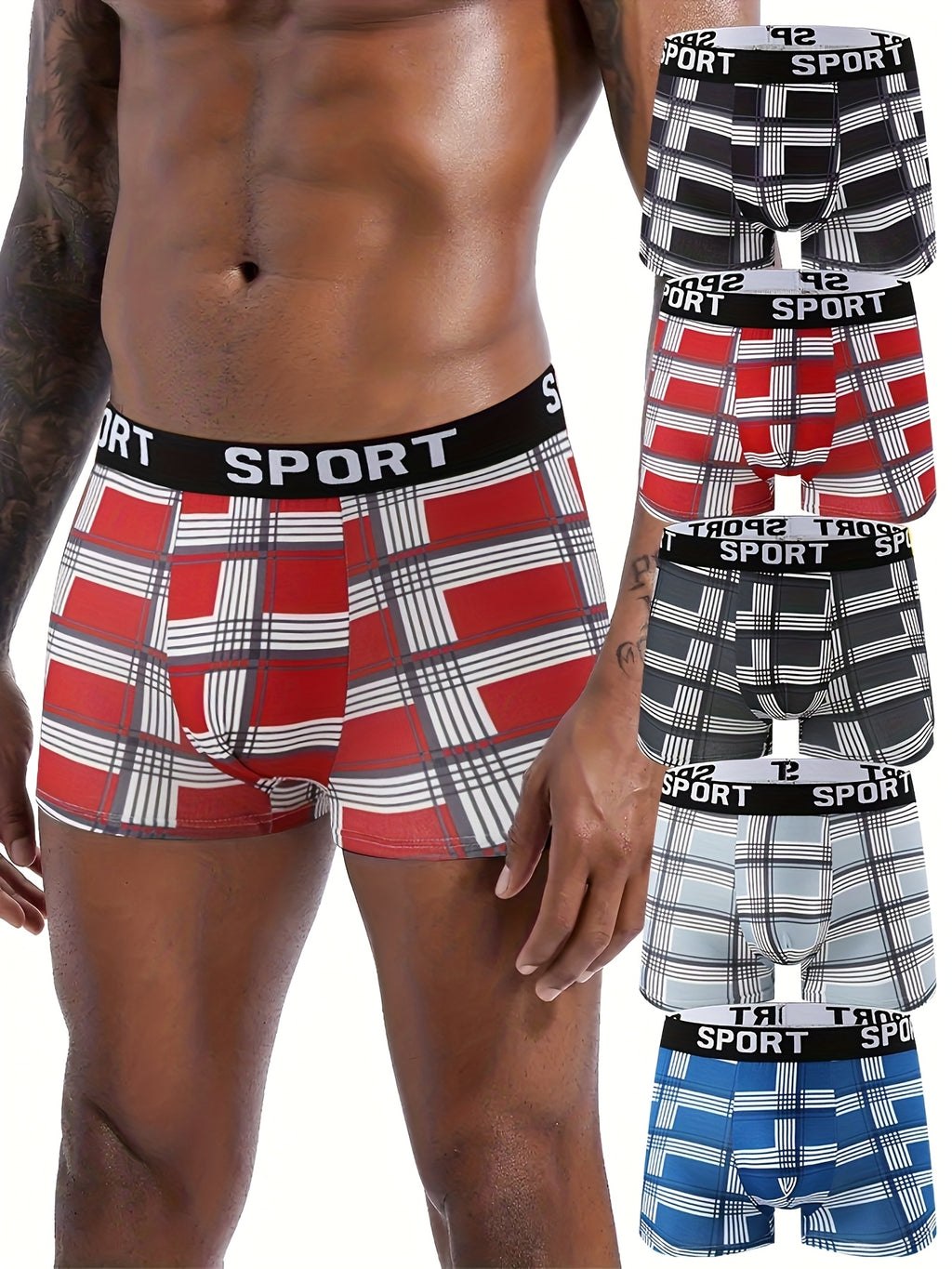 Boxer microfibre homme — lot de 5, géométrique, assortiment S, du S au XXL (modèle 2)