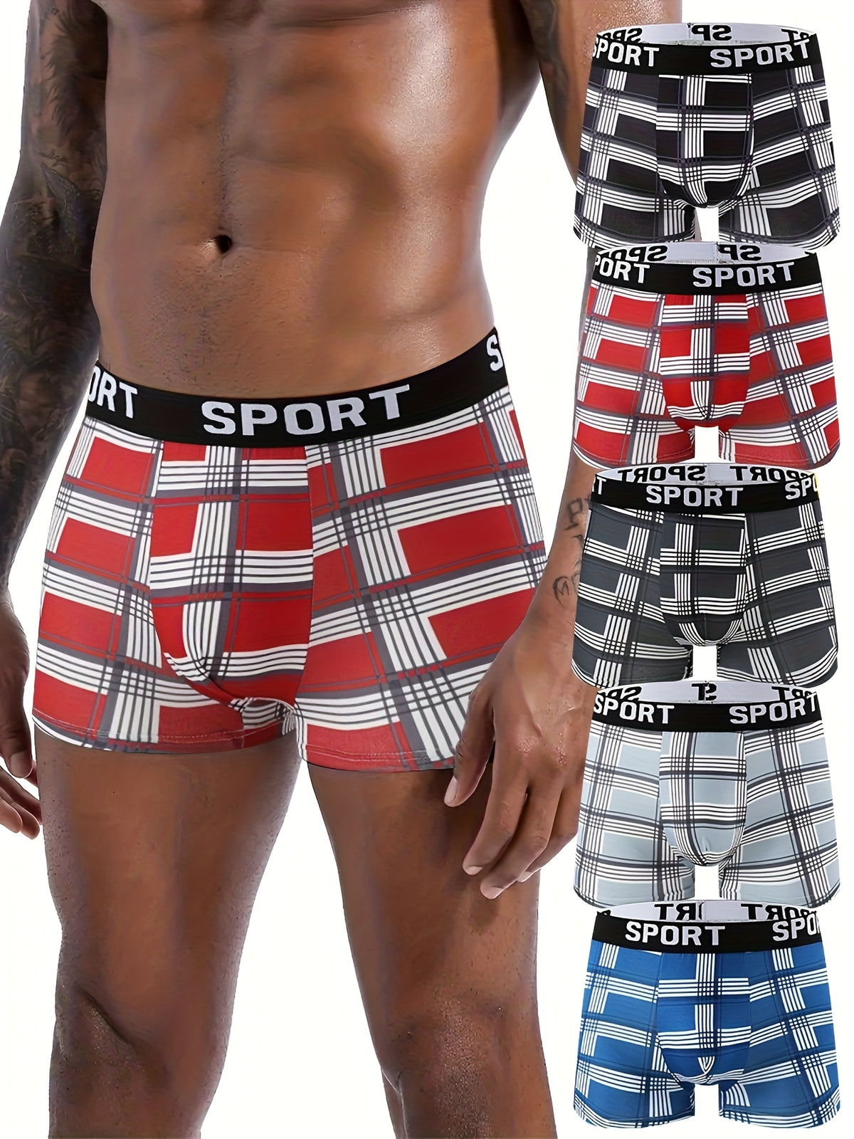 Boxer microfibre homme — lot de 5, géométrique, assortiment S, du S au XXL (modèle 2)