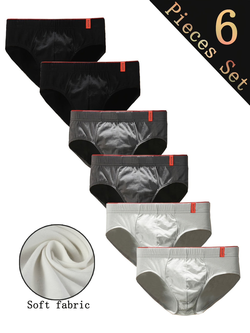 Slip large grande taille coton homme — lot de 6, uni