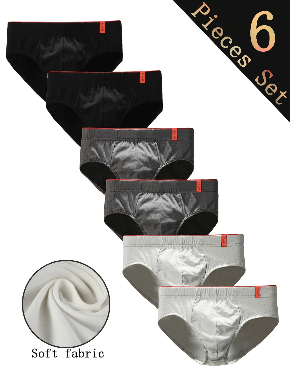 Slip large grande taille coton homme — lot de 6, uni