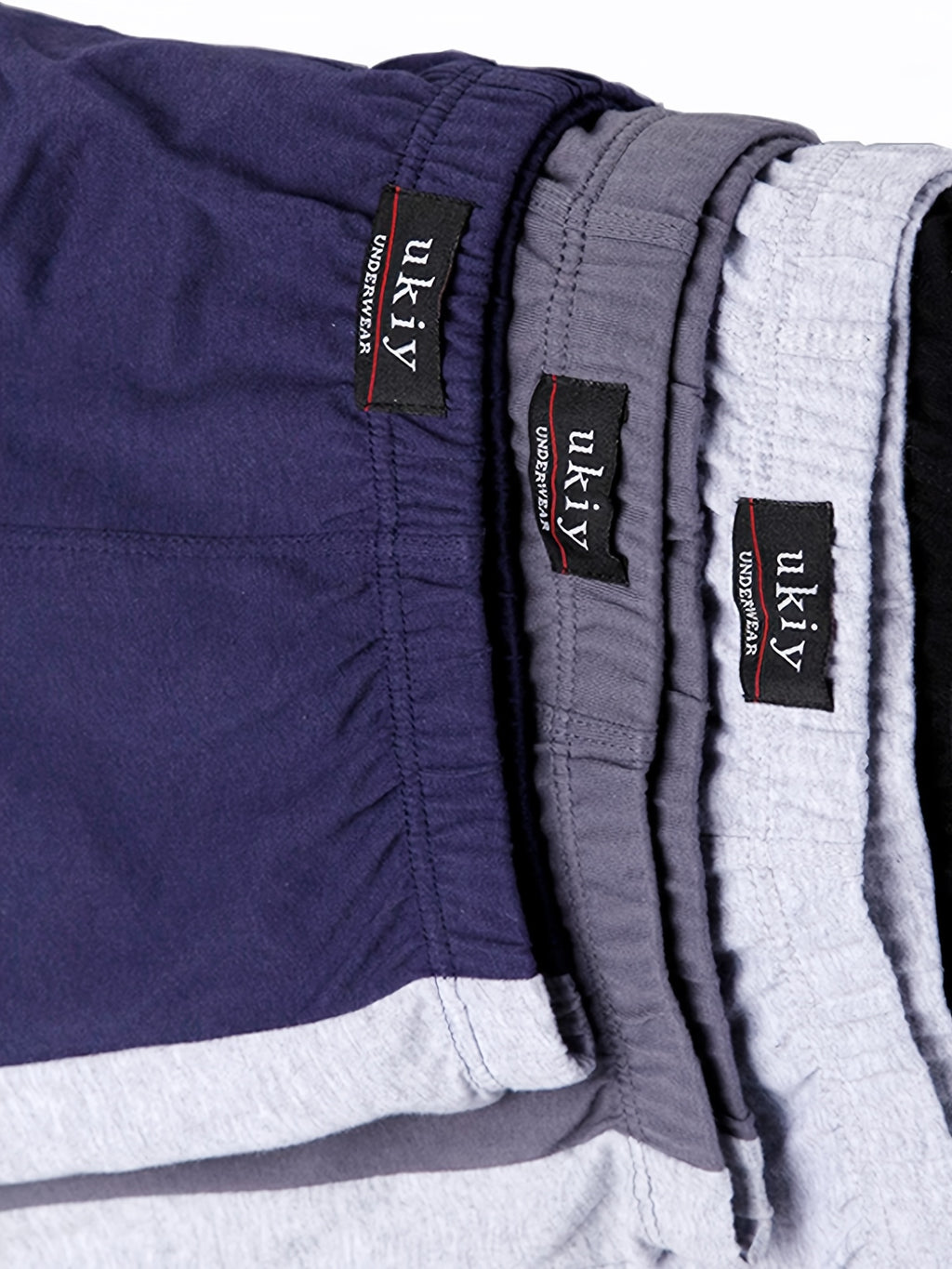 Boxer grande taille respirant coton homme — lot de 3, uni, du 3XL au 1XL (modèle 3)