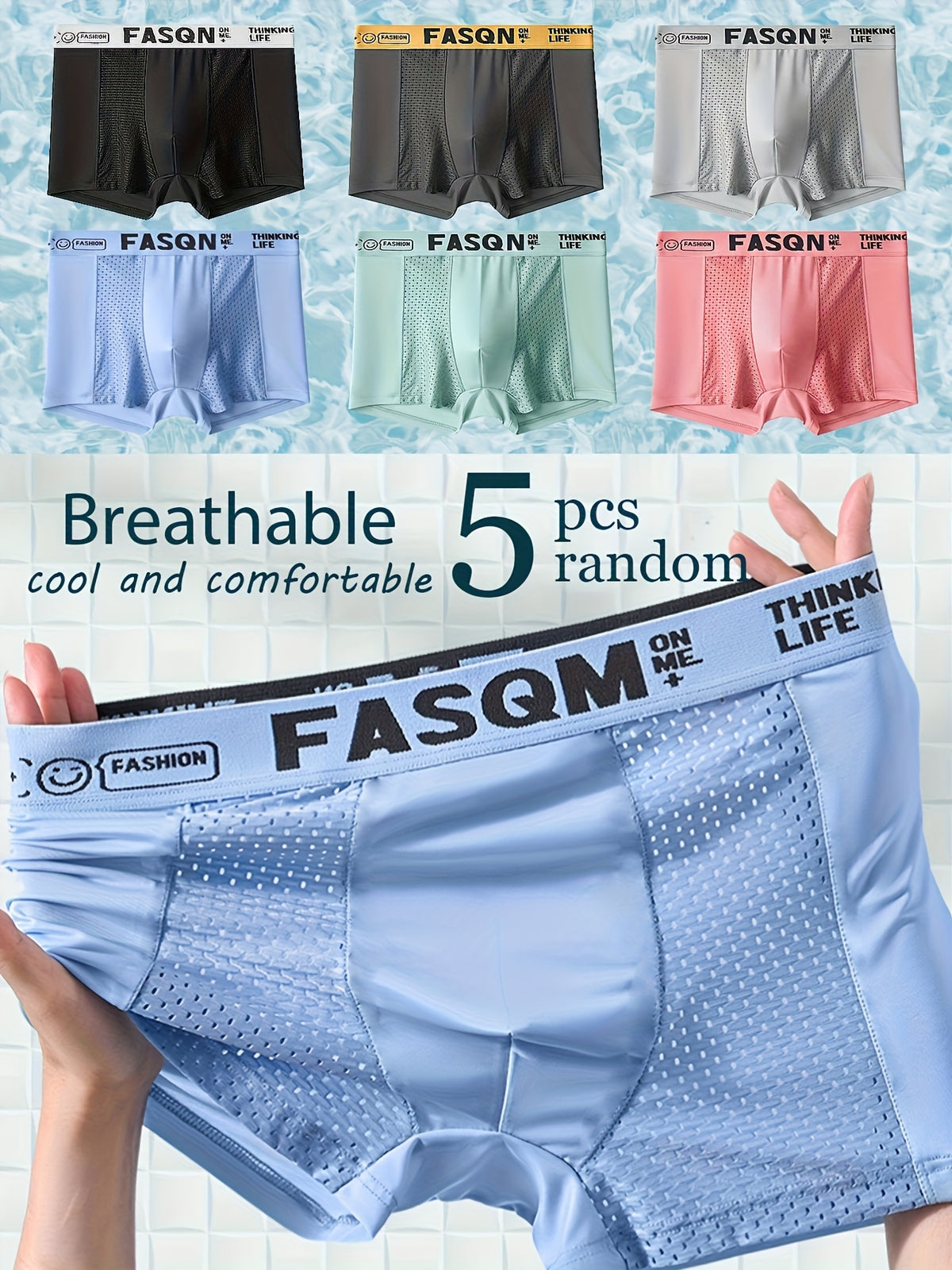 Boxer respirant microfibre homme — lot de 5, imprimé, du XS au 3XL