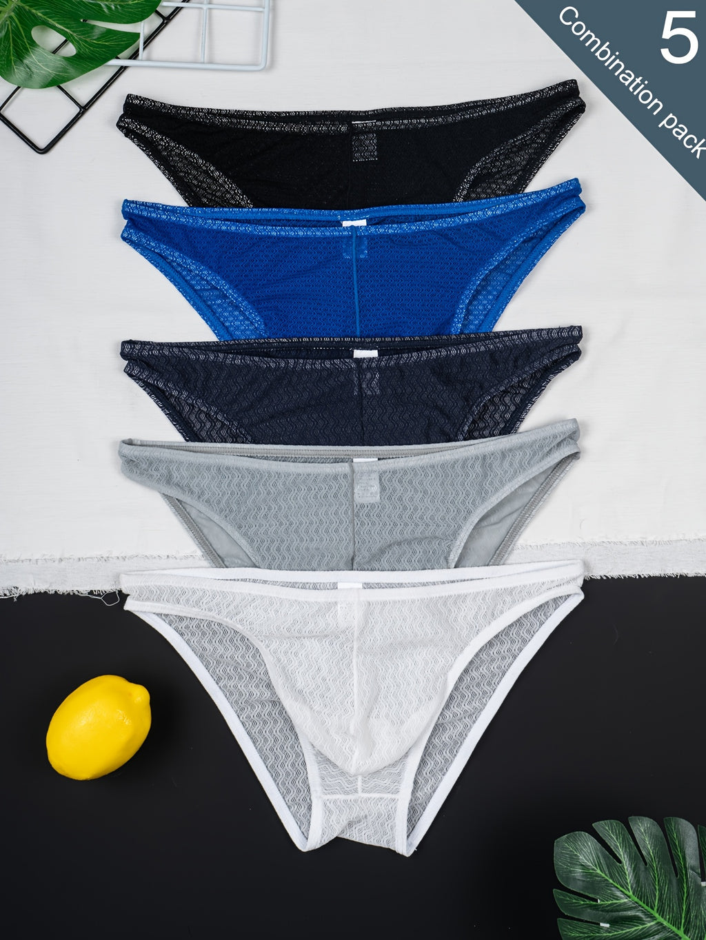 Slip respirant microfibre homme — lot de 5, uni, assortiment S, du S au XXL