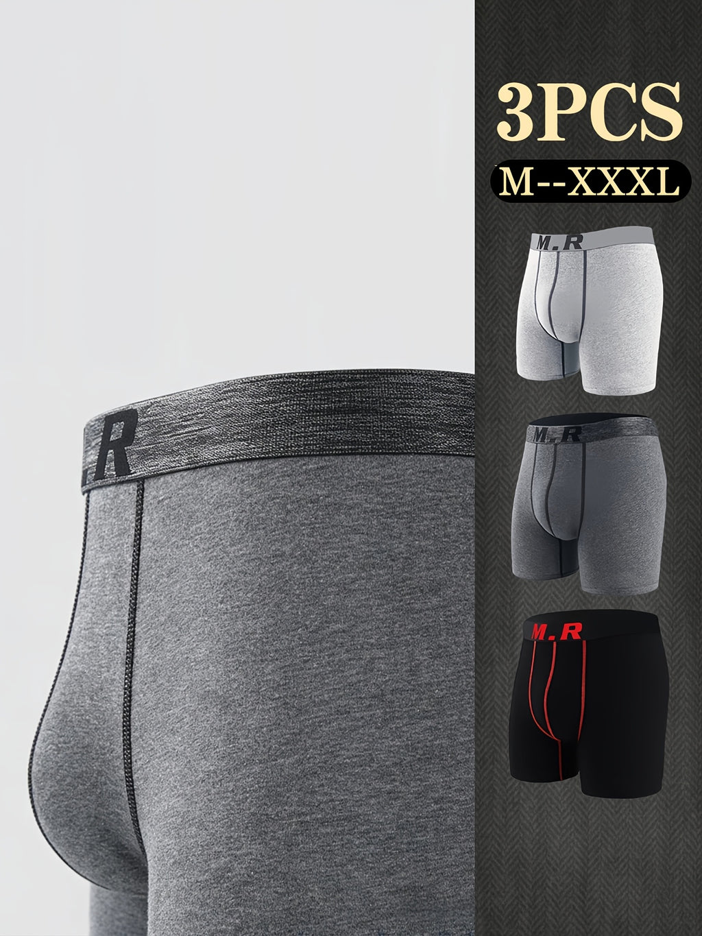 Boxer de sport respirant coton homme — lot de 3, uni, assortiment S