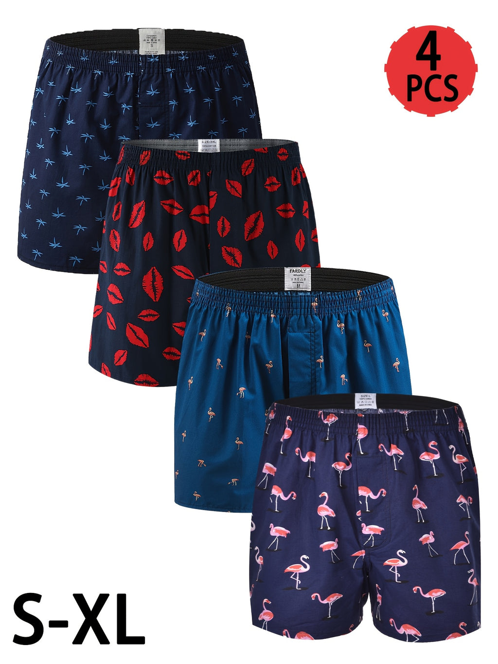 Boxer taille haute de sport coton homme — lot de 4