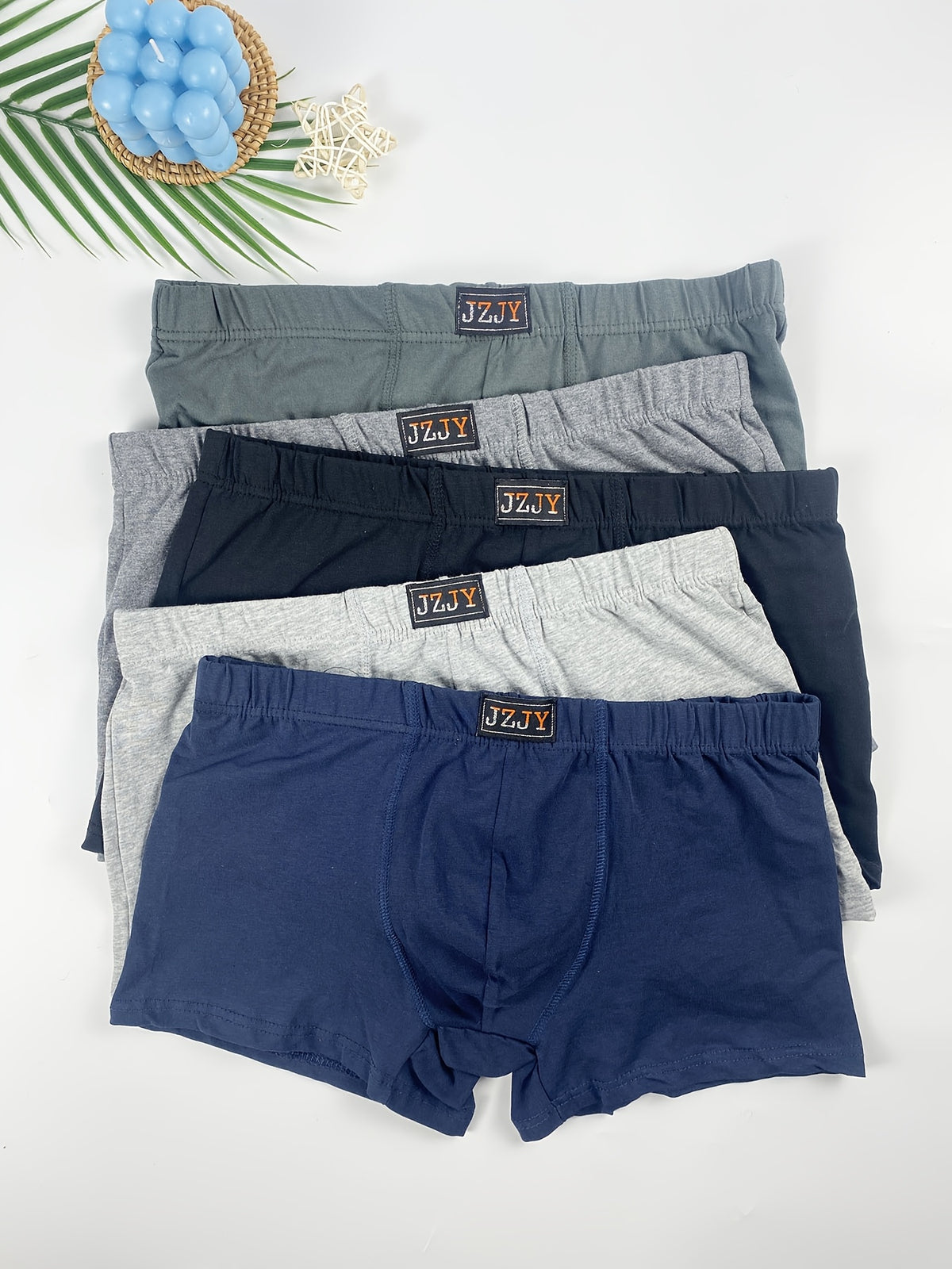 Boxer large de sport coton homme — lot de 5, uni, assortiment E