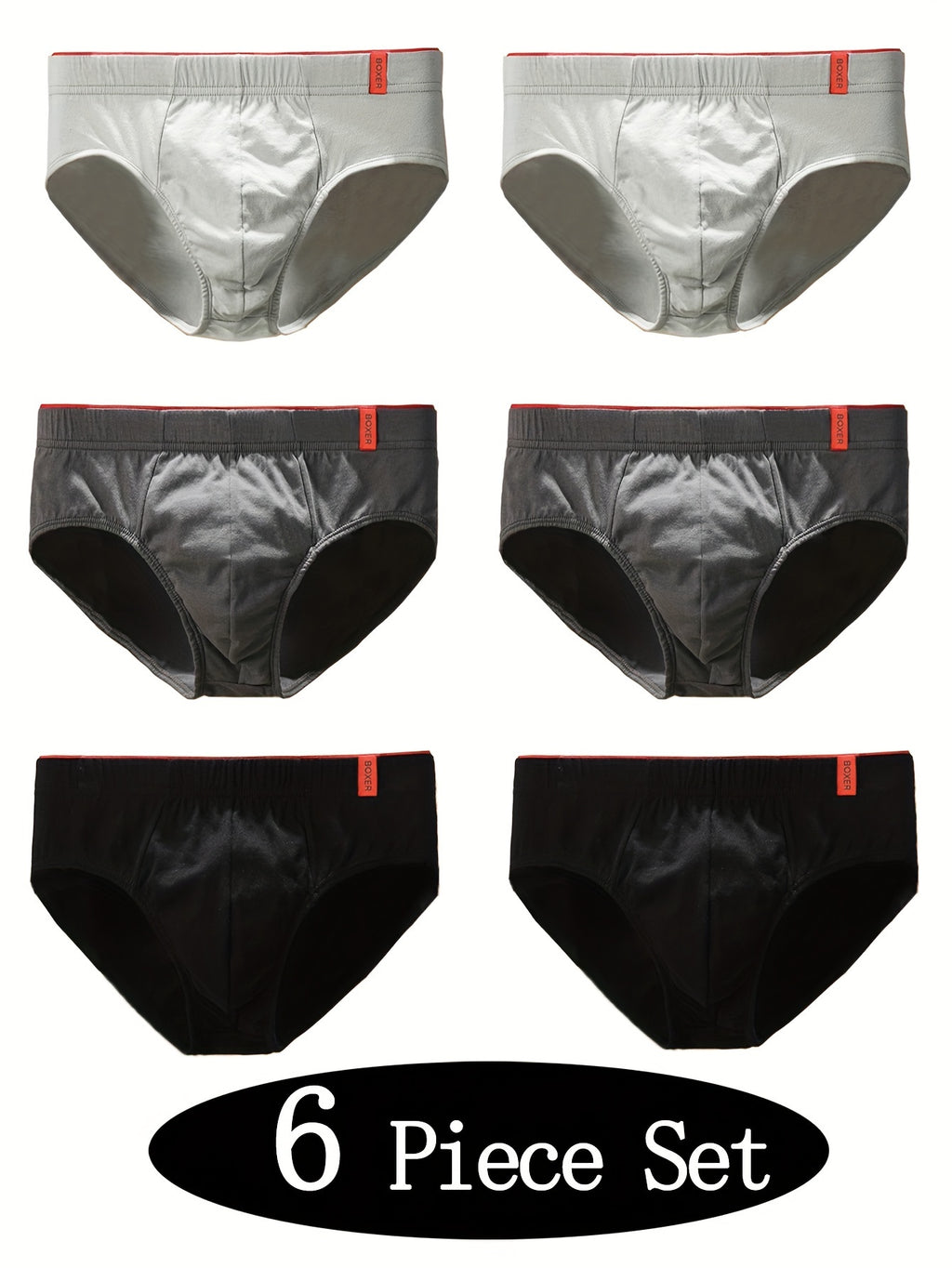 Slip large grande taille coton homme — lot de 6, uni