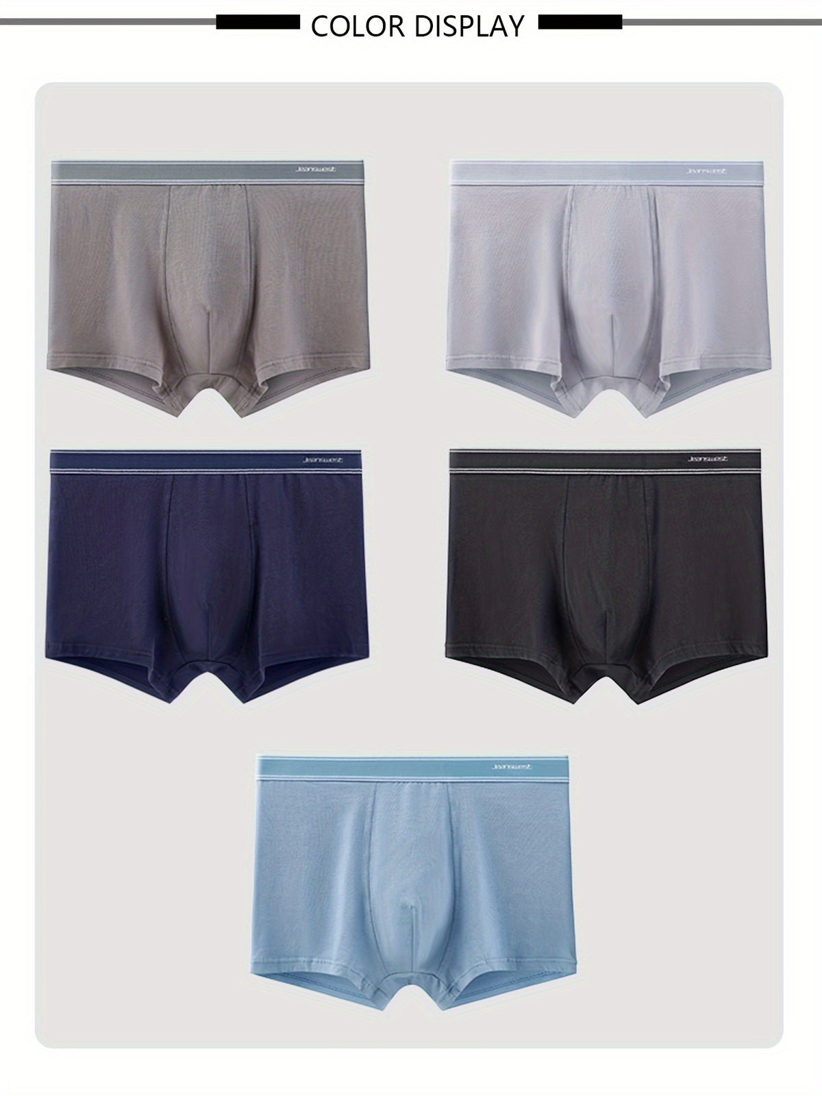 Boxer respirant coton homme — lot de 5, uni, assortiment S