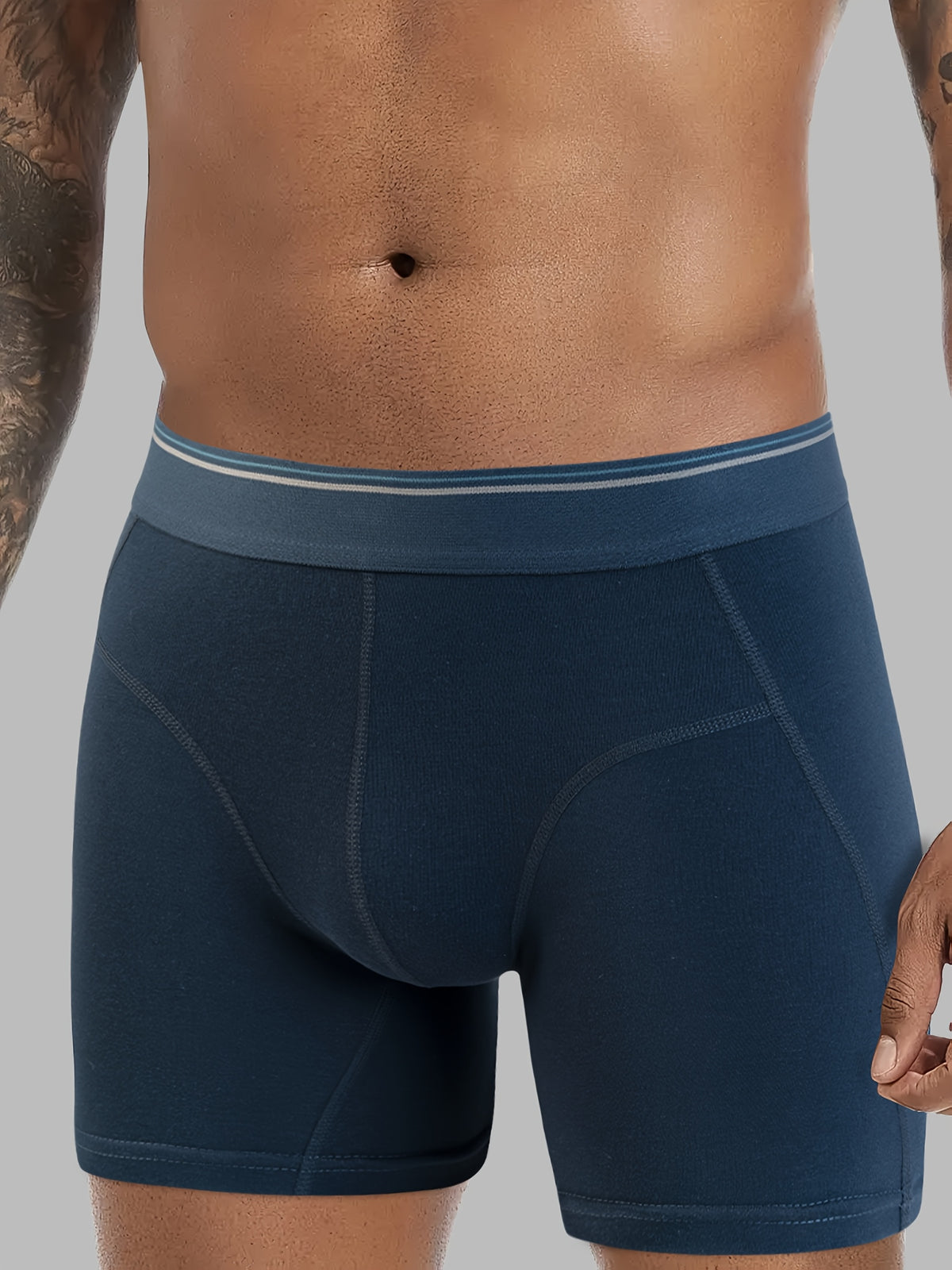 Boxer long de sport coton homme — lot de 3, rayé
