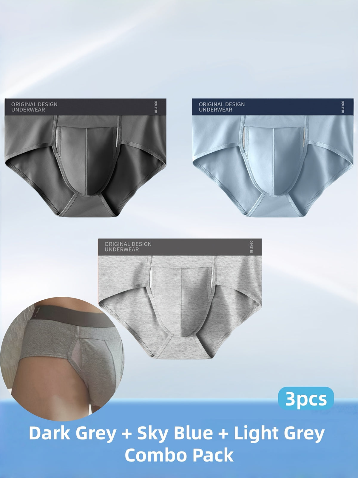 Slip de sport respirant coton homme — lot de 3, uni, assortiment S