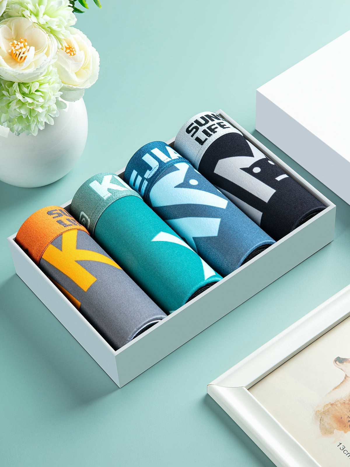 Boxer respirant microfibre homme — lot de 4, imprimé, assortiment S, du XS au 3XL