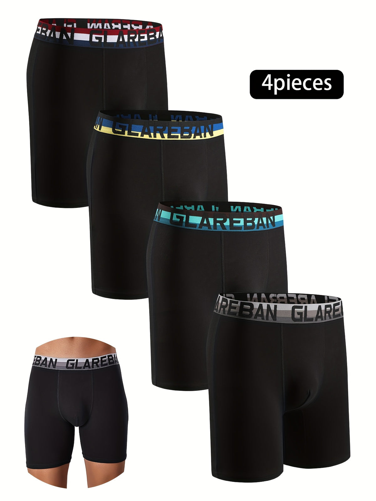 Slip long coton homme — lot de 4, uni