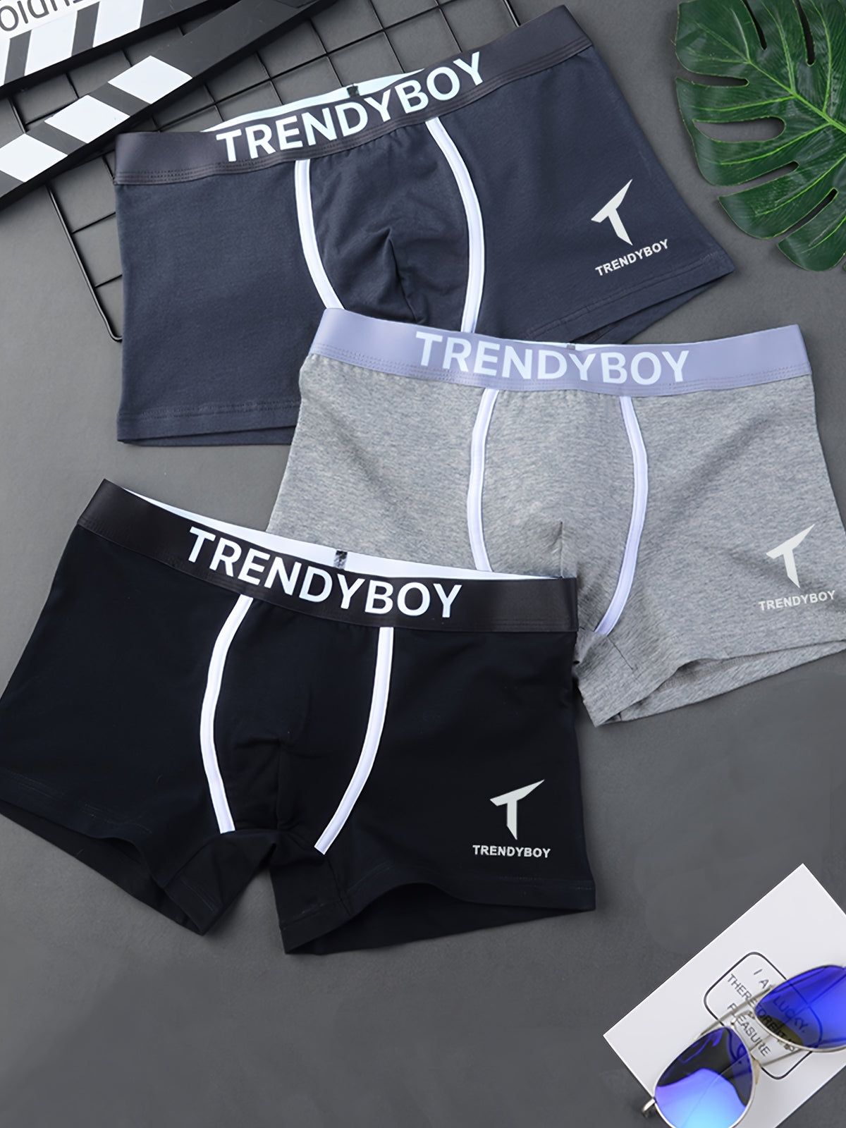 Boxer de sport respirant microfibre homme — lot de 3, géométrique, du S au XL