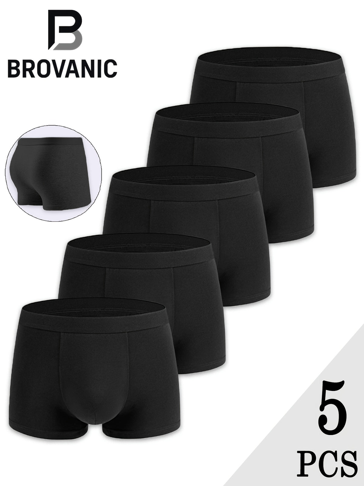 Boxer sans couture de sport microfibre homme — lot de 5, noir