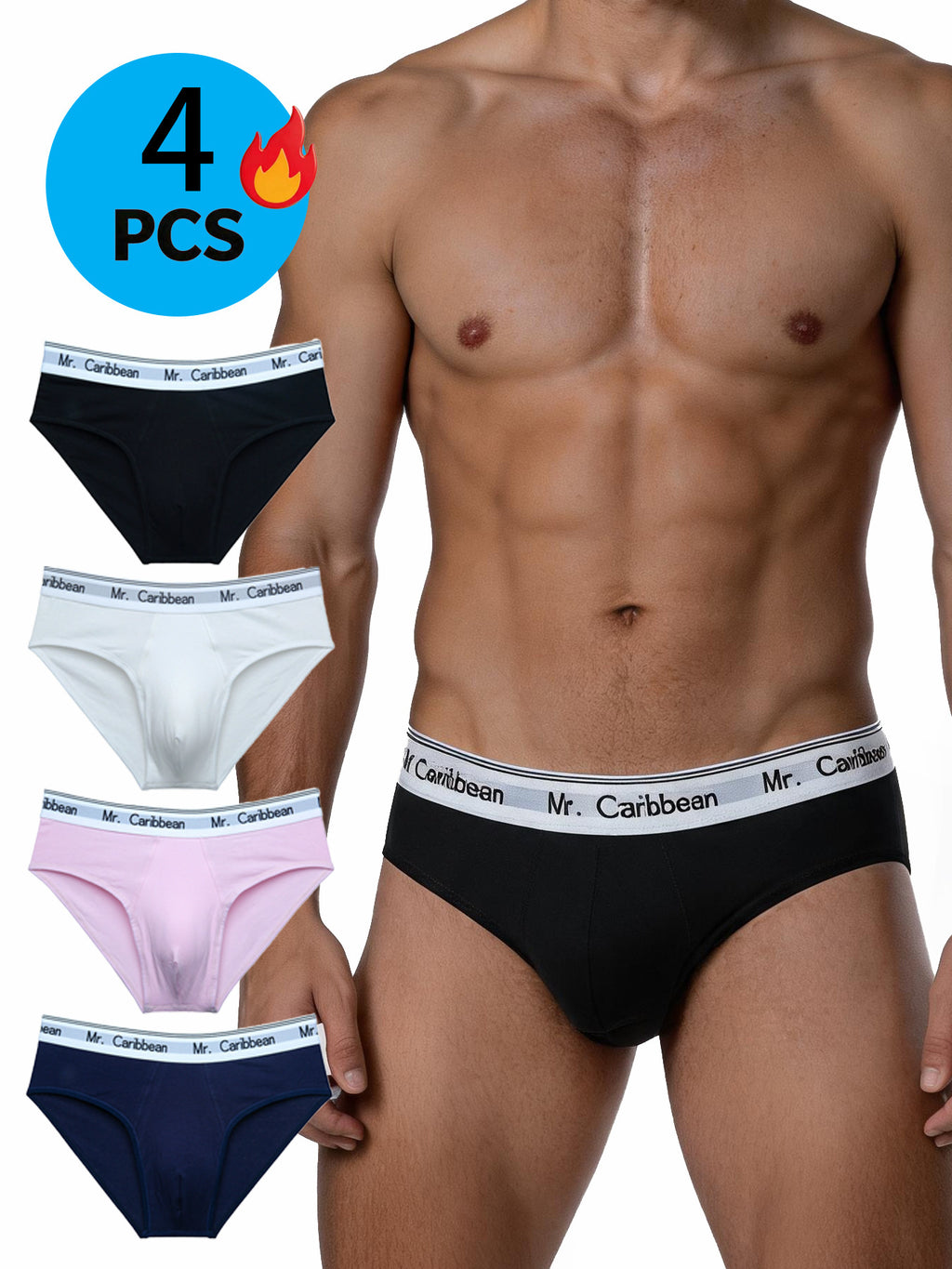 Slip de sport coton homme — lot de 4, uni, du S au XL