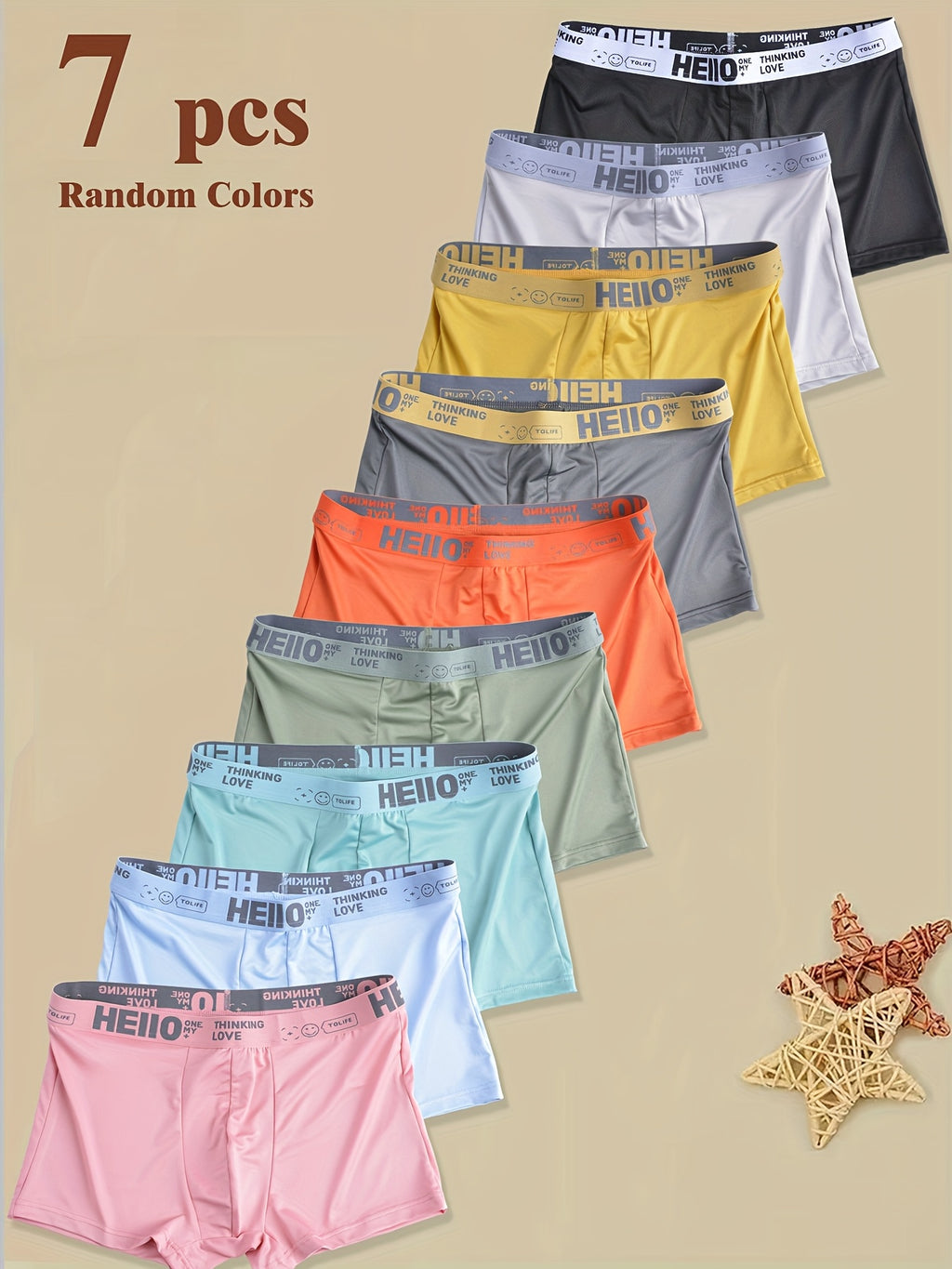 Boxer séchage rapide respirant microfibre homme — lot de 7, uni
