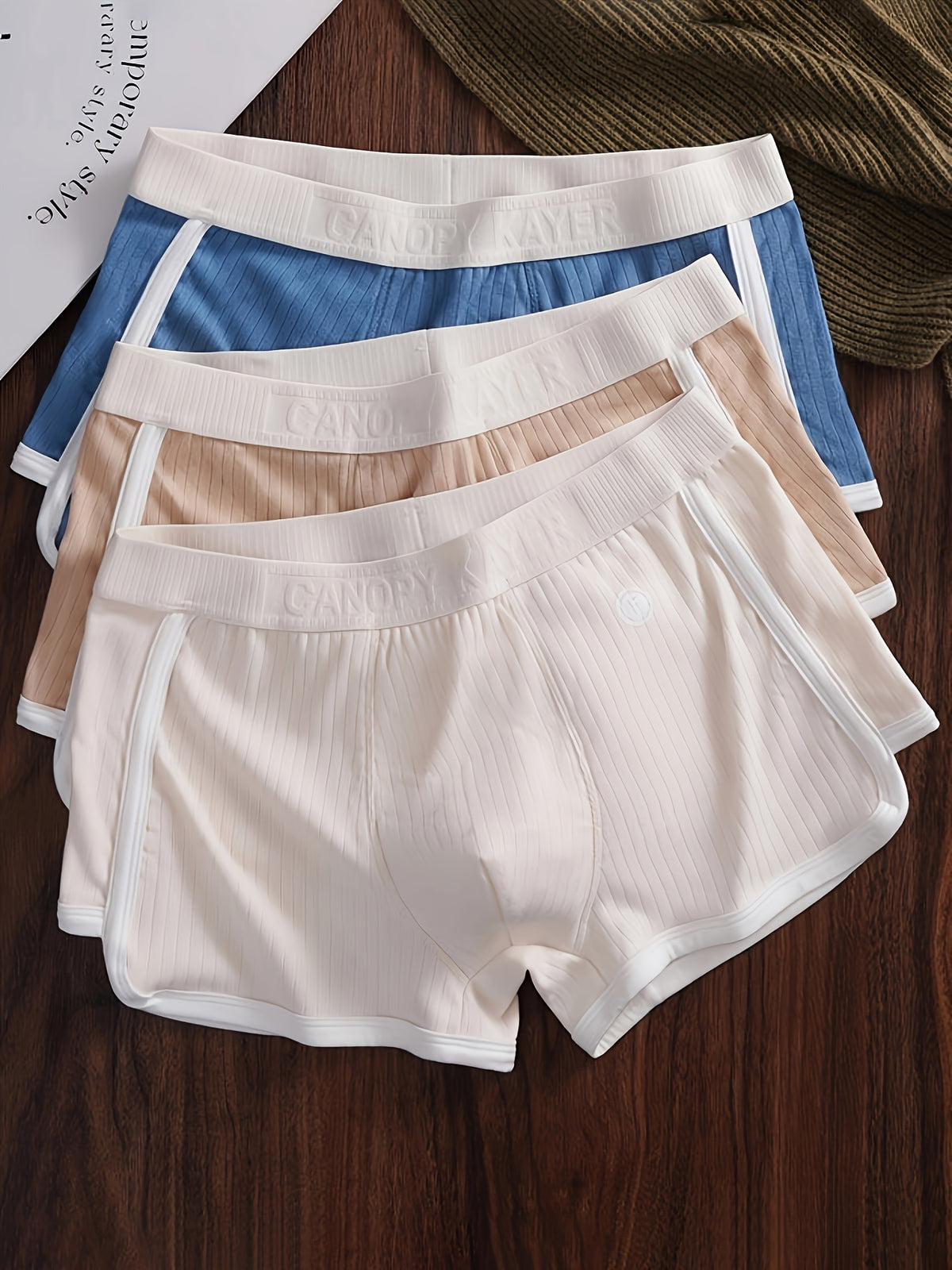 Boxer respirant microfibre homme — lot de 3, rayé