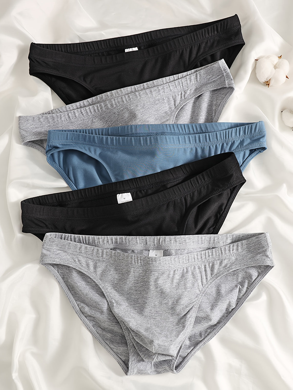 Slip long respirant coton homme — lot de 5, uni