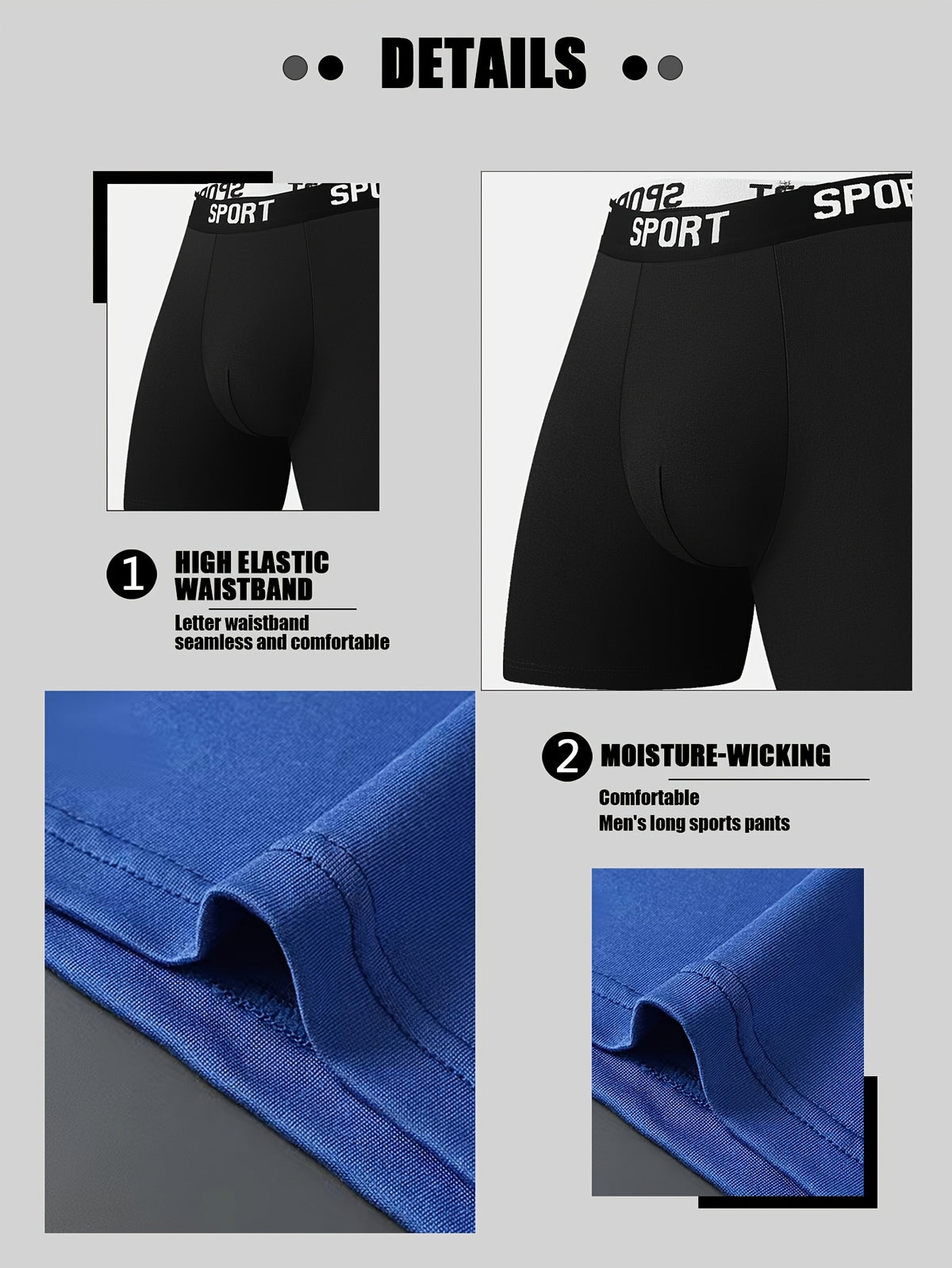 Slip de sport respirant bambou homme — lot de 4, uni