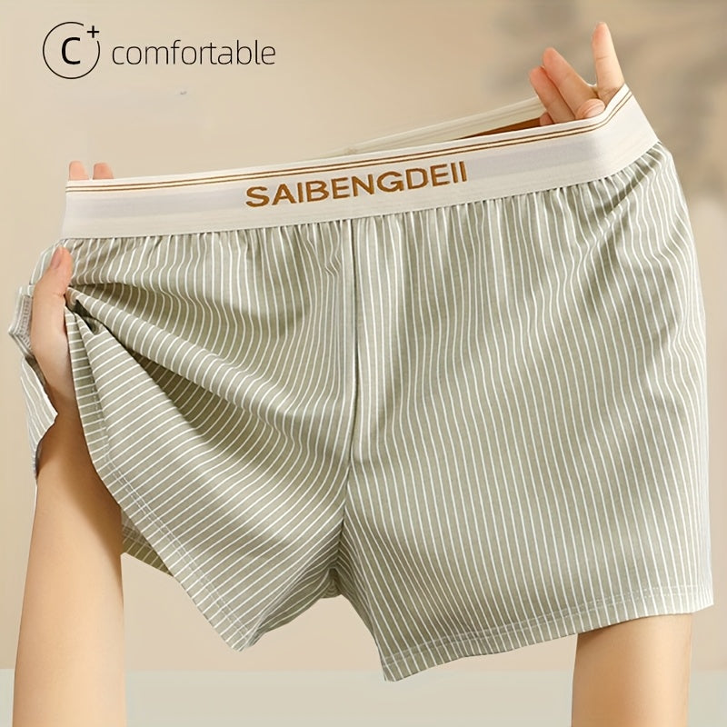 Boxer long large coton homme — lot de 3, rayé