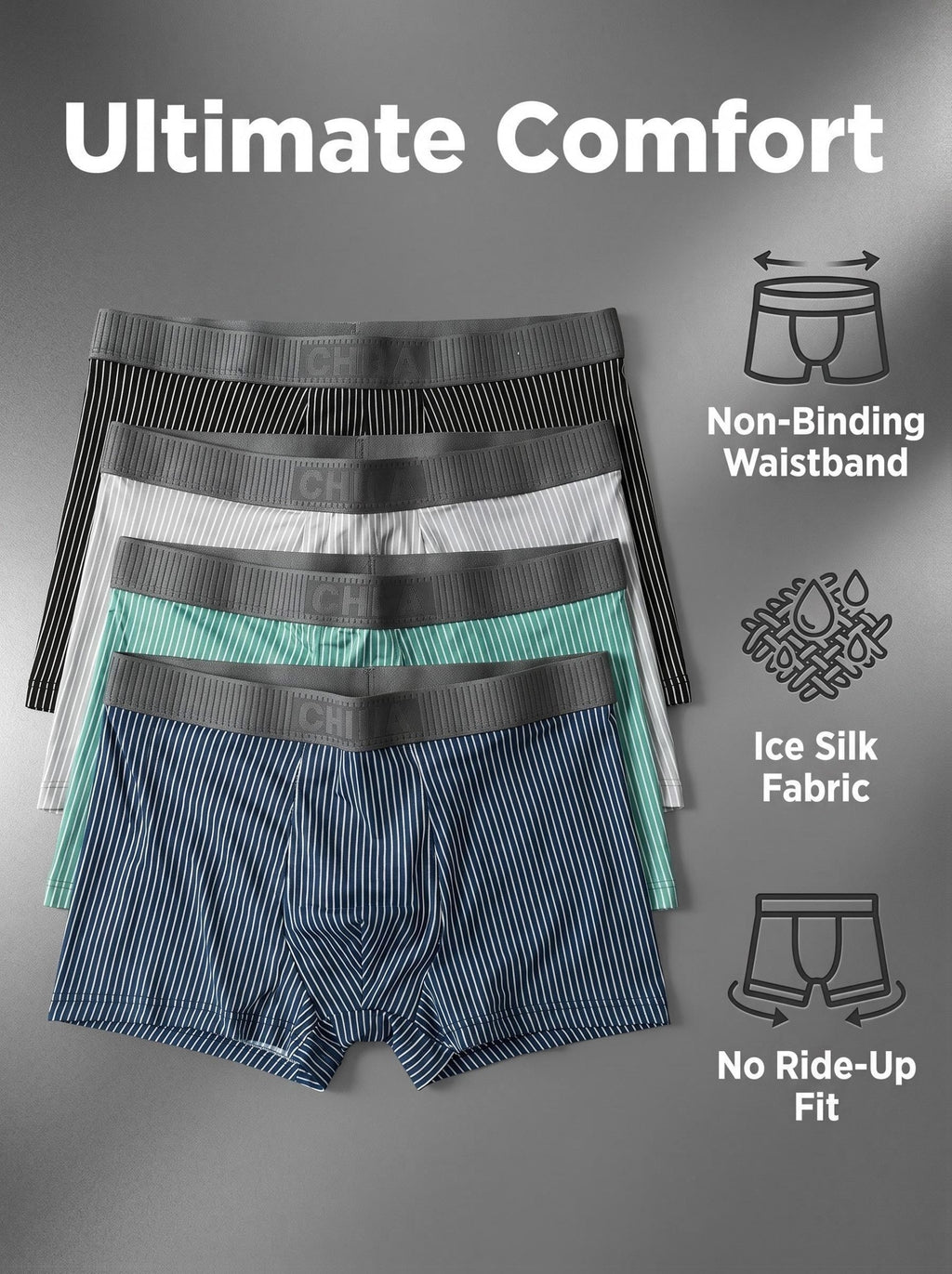 Boxer sans couture large microfibre homme — lot de 6, rayé
