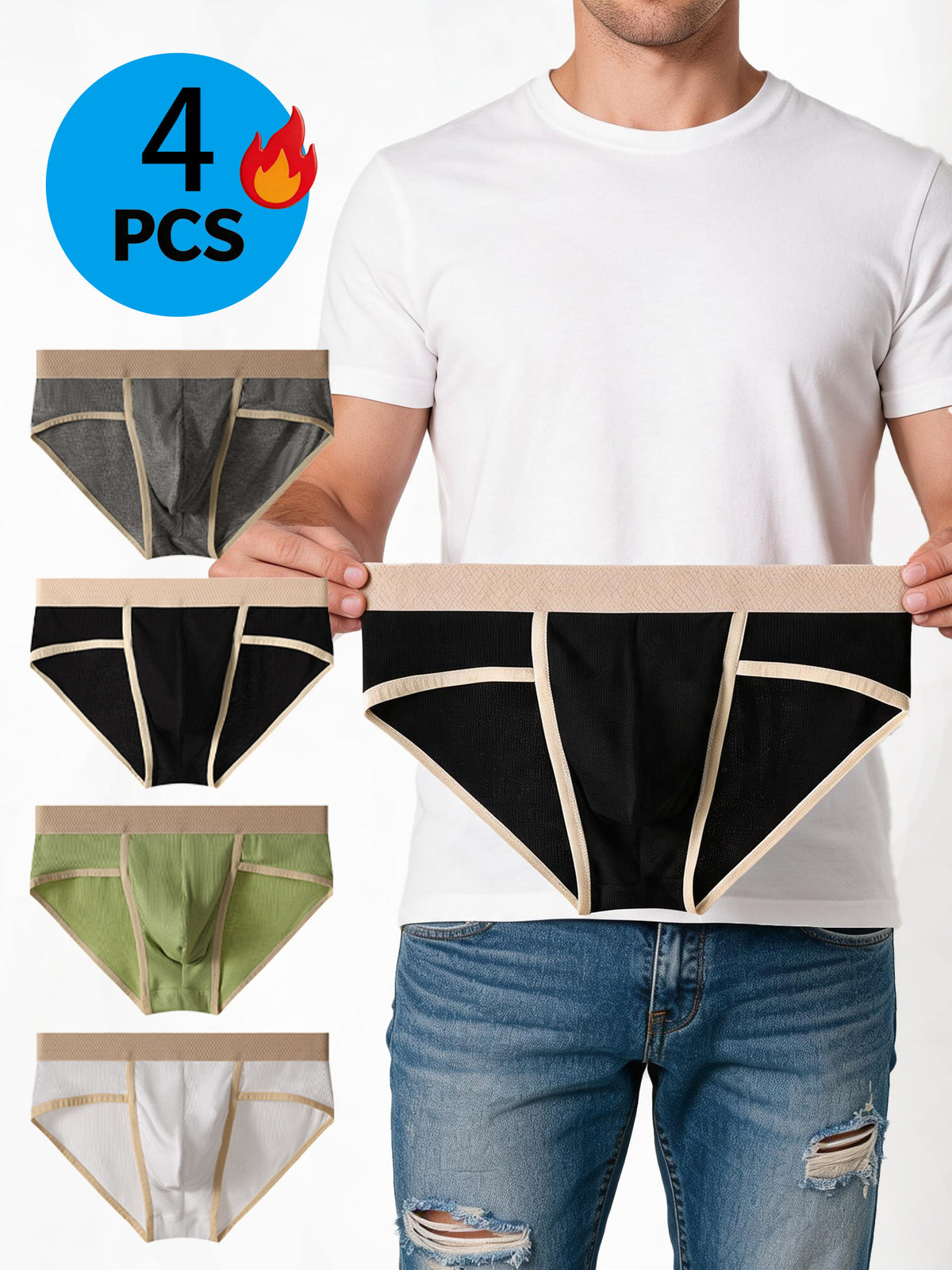 Slip de sport respirant modal homme — lot de 4, uni