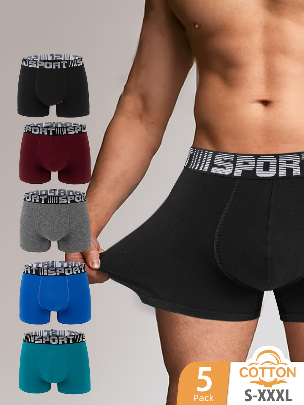 Boxer respirant coton homme — lot de 10, uni