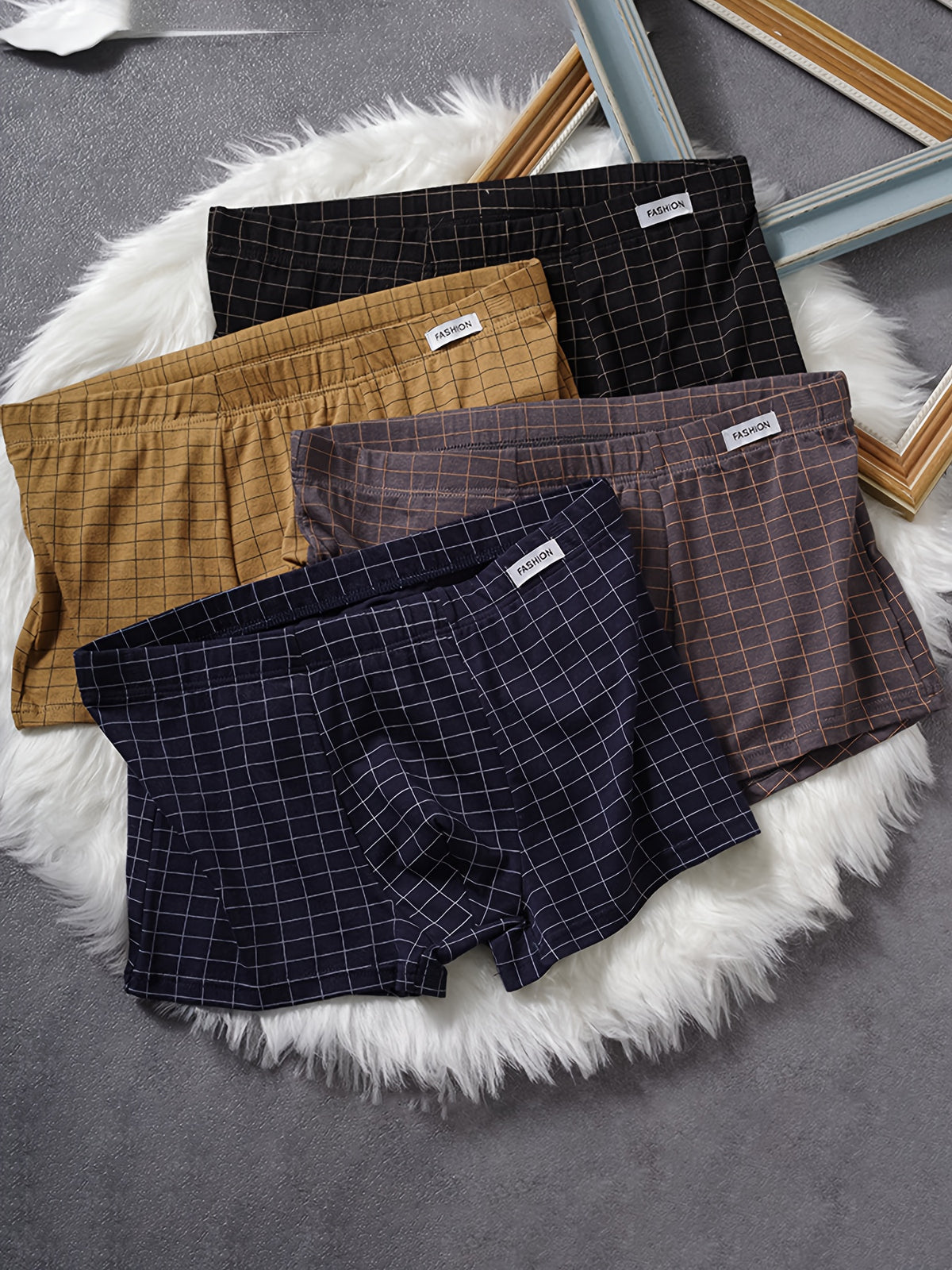 Boxer large séchage rapide coton homme — lot de 5, à carreaux