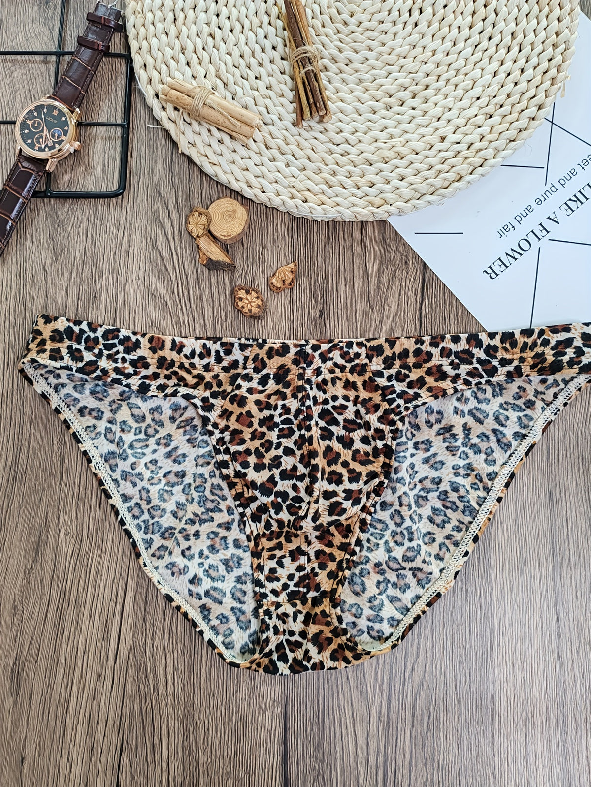 Slip microfibre homme — lot de 3, imprimé tigre + pois léopard + floral