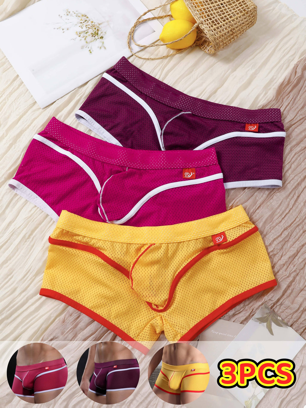 Boxer de sport respirant microfibre homme — lot de 3, uni, du S au XL (modèle 2)
