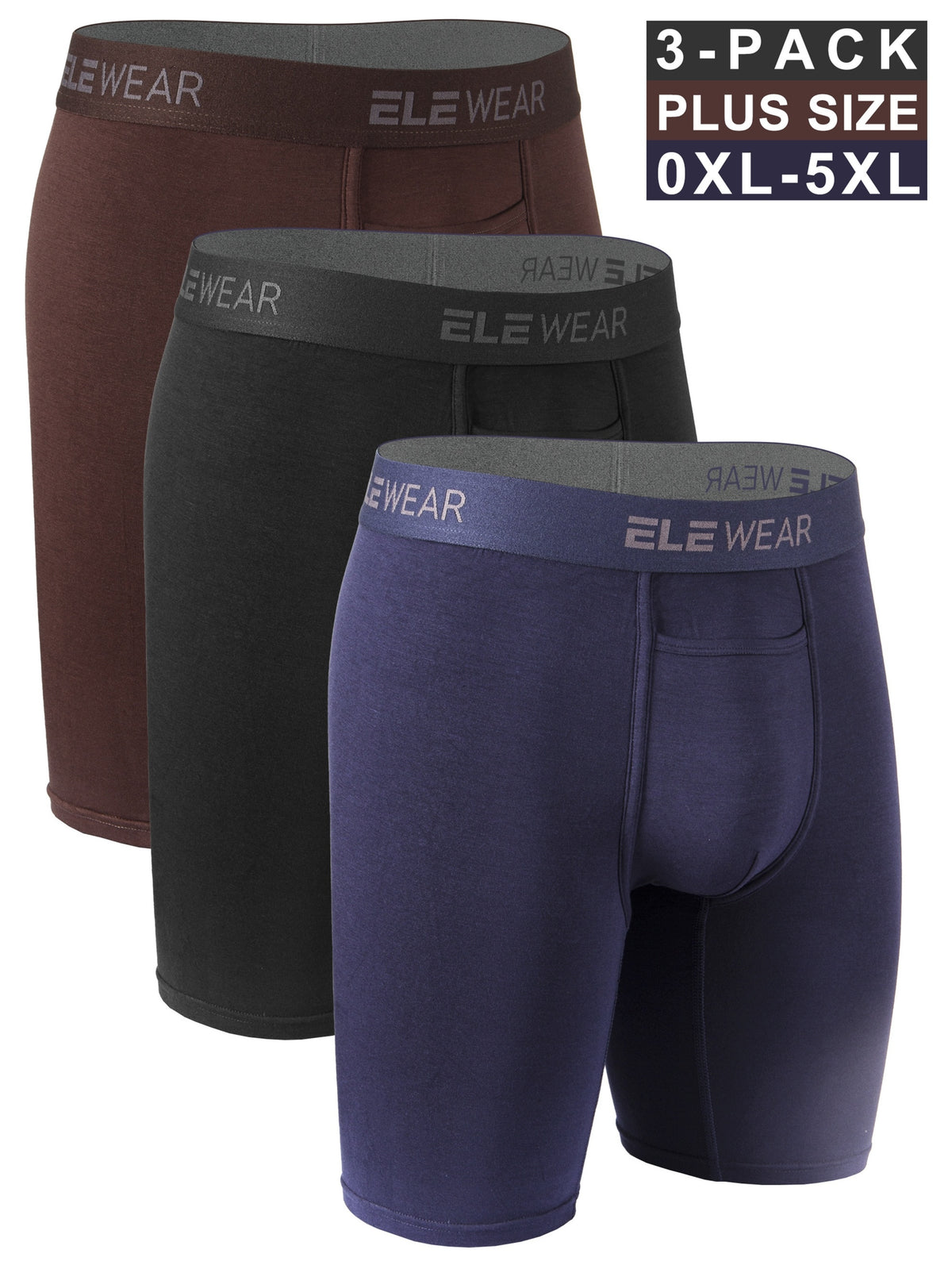 Boxer grande taille de sport modal homme — lot de 3, uni