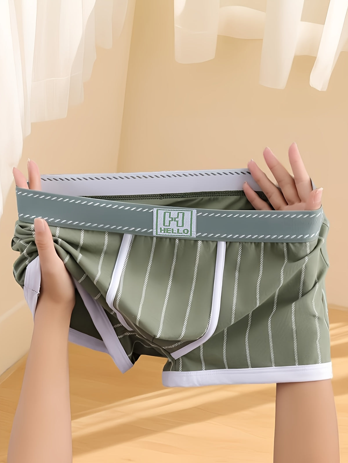 Boxer de sport respirant coton homme — lot de 6, rayé