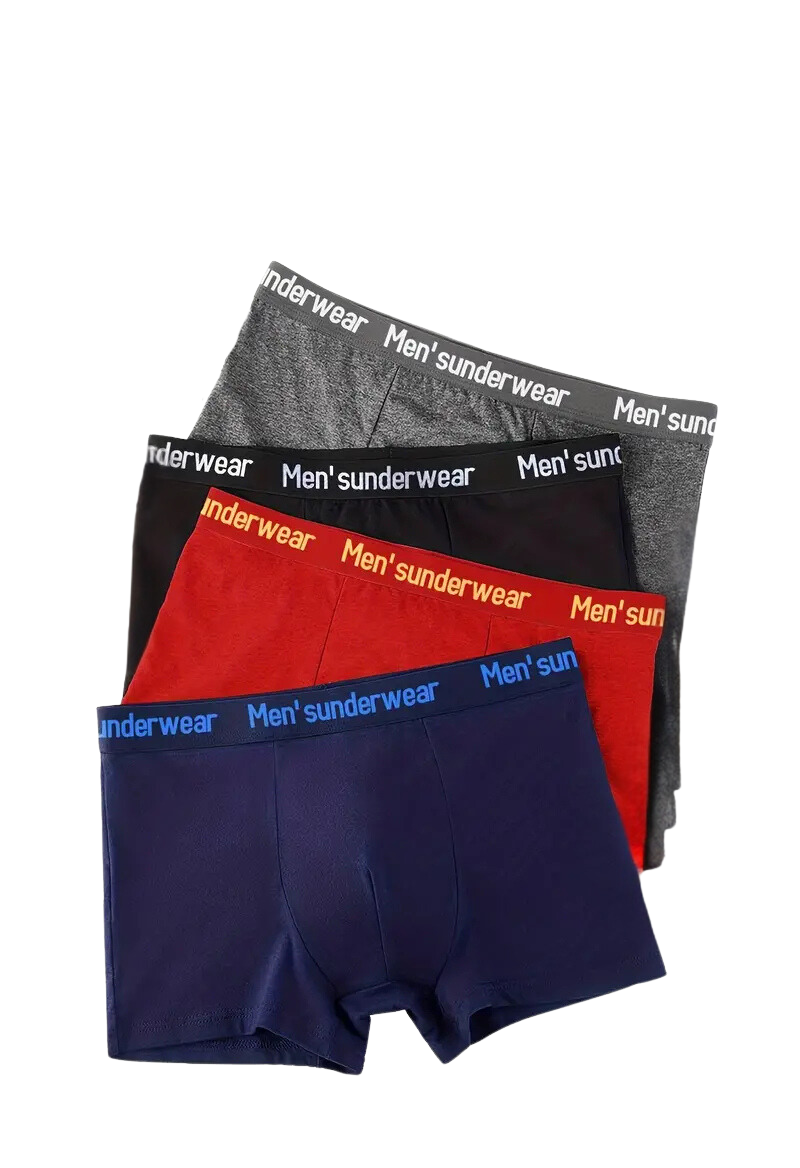 Boxer respirant homme — lot de 4, maille technique, assorti gris et rouge