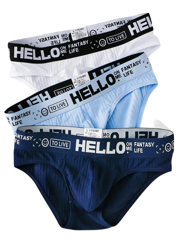 Slip extensible homme — lot de 3, assorti blanc et bleu
