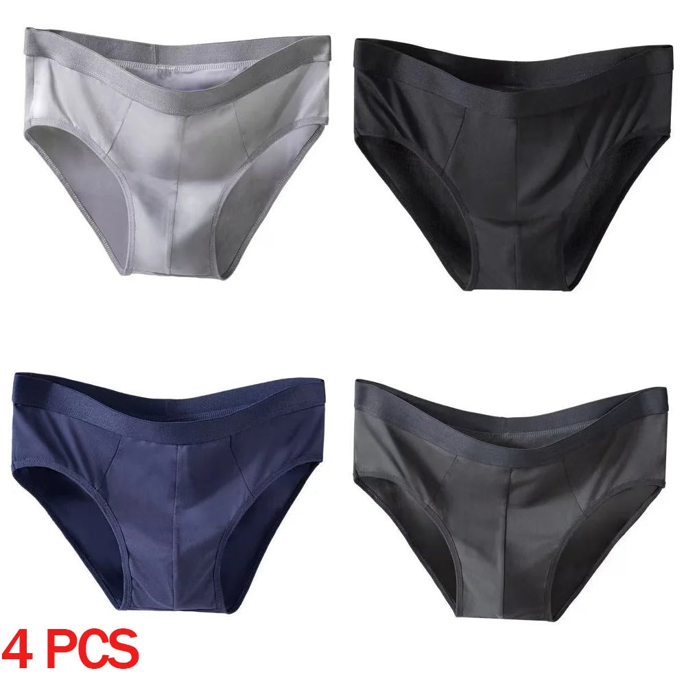 Slip grande taille respirant soie homme — lot de 4