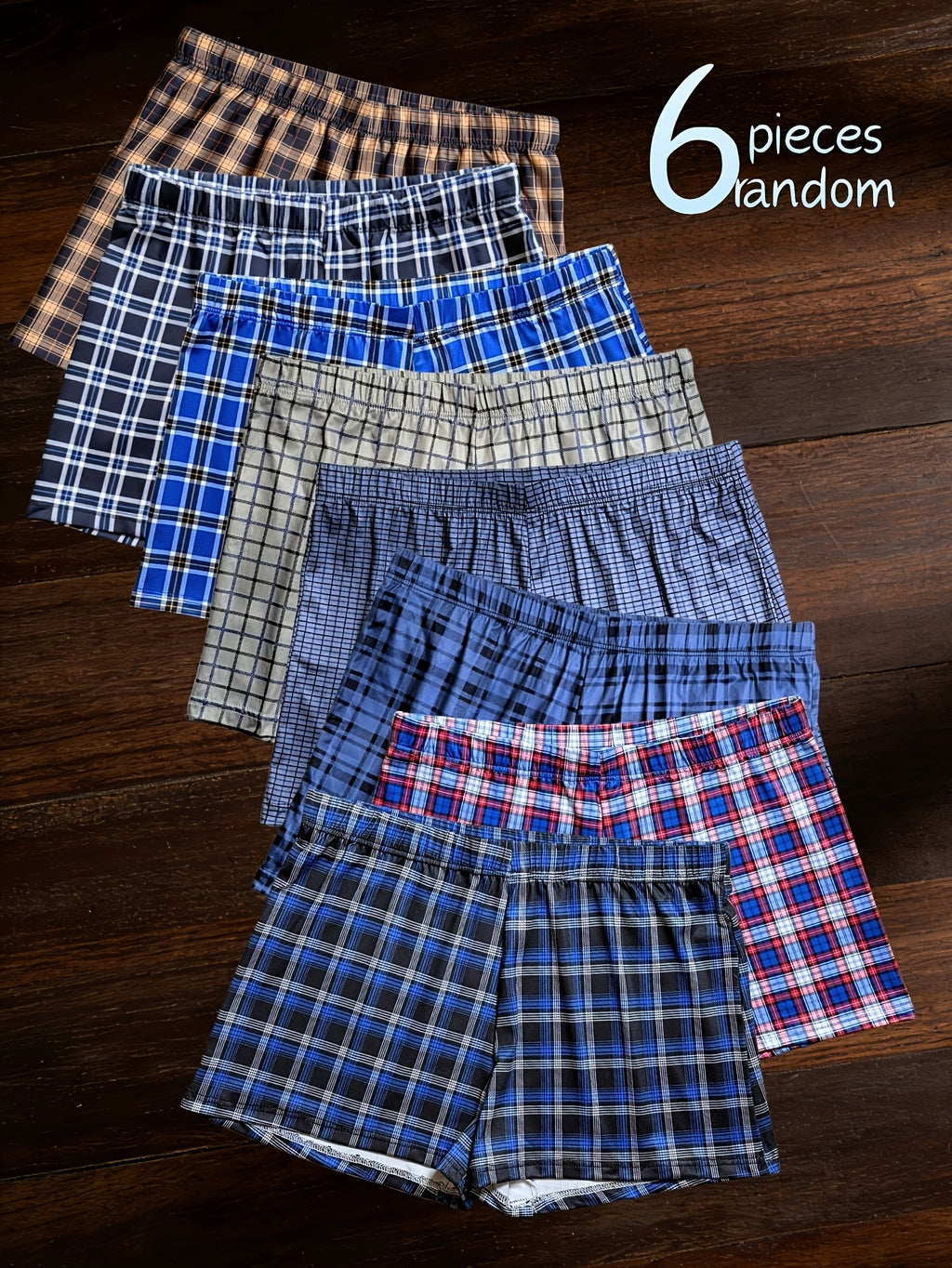 Boxer microfibre homme — lot de 6, à carreaux