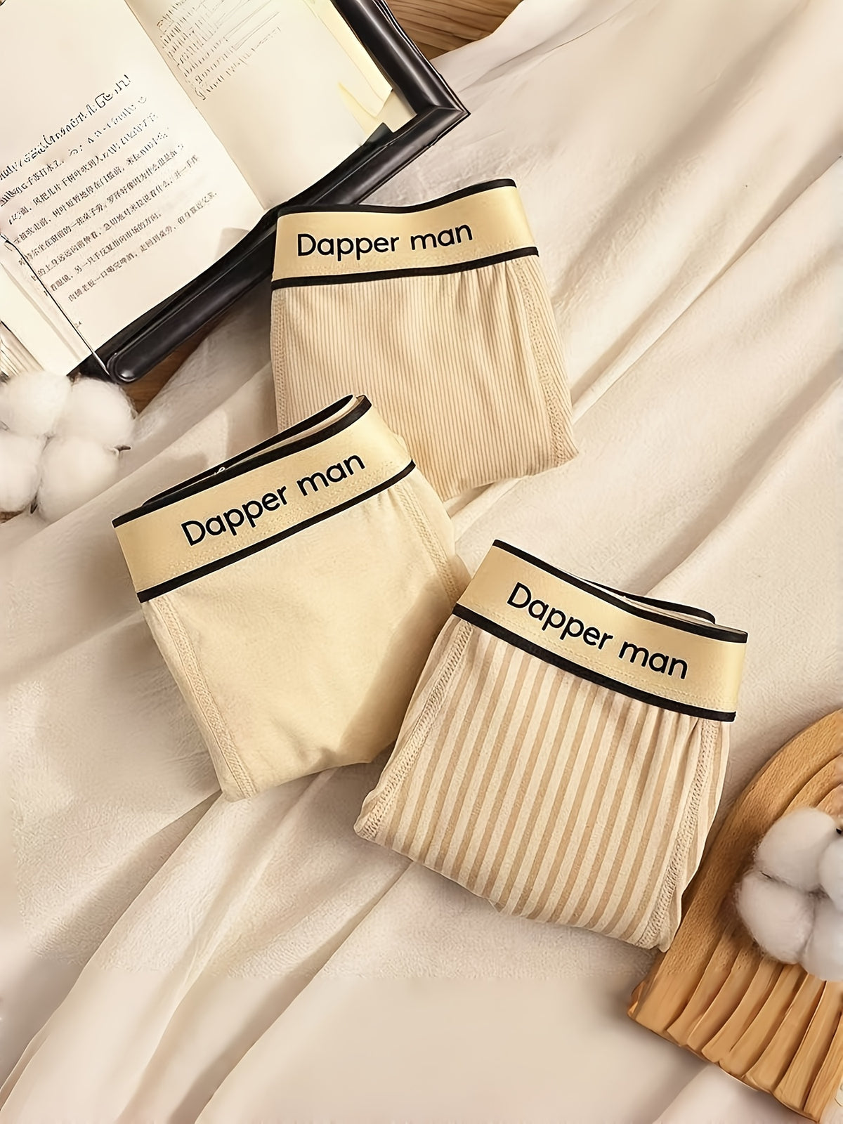 Boxer grande taille respirant coton homme — lot de 3, rayé — vue 7