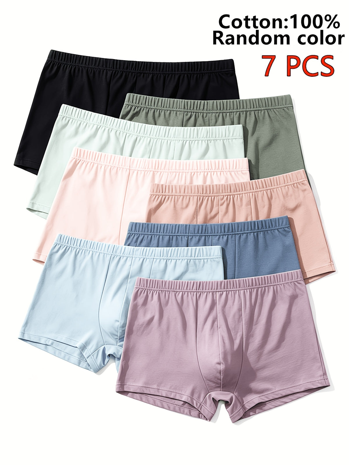 Boxer grande taille respirant coton homme — lot de 7, uni
