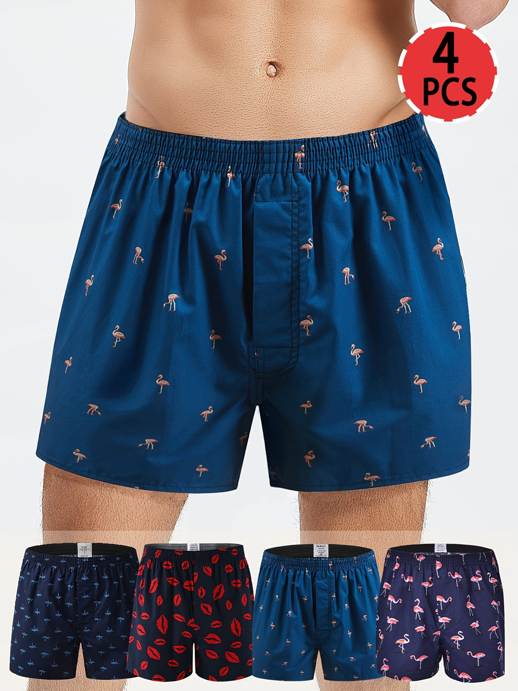 Boxer taille haute de sport coton homme — lot de 4