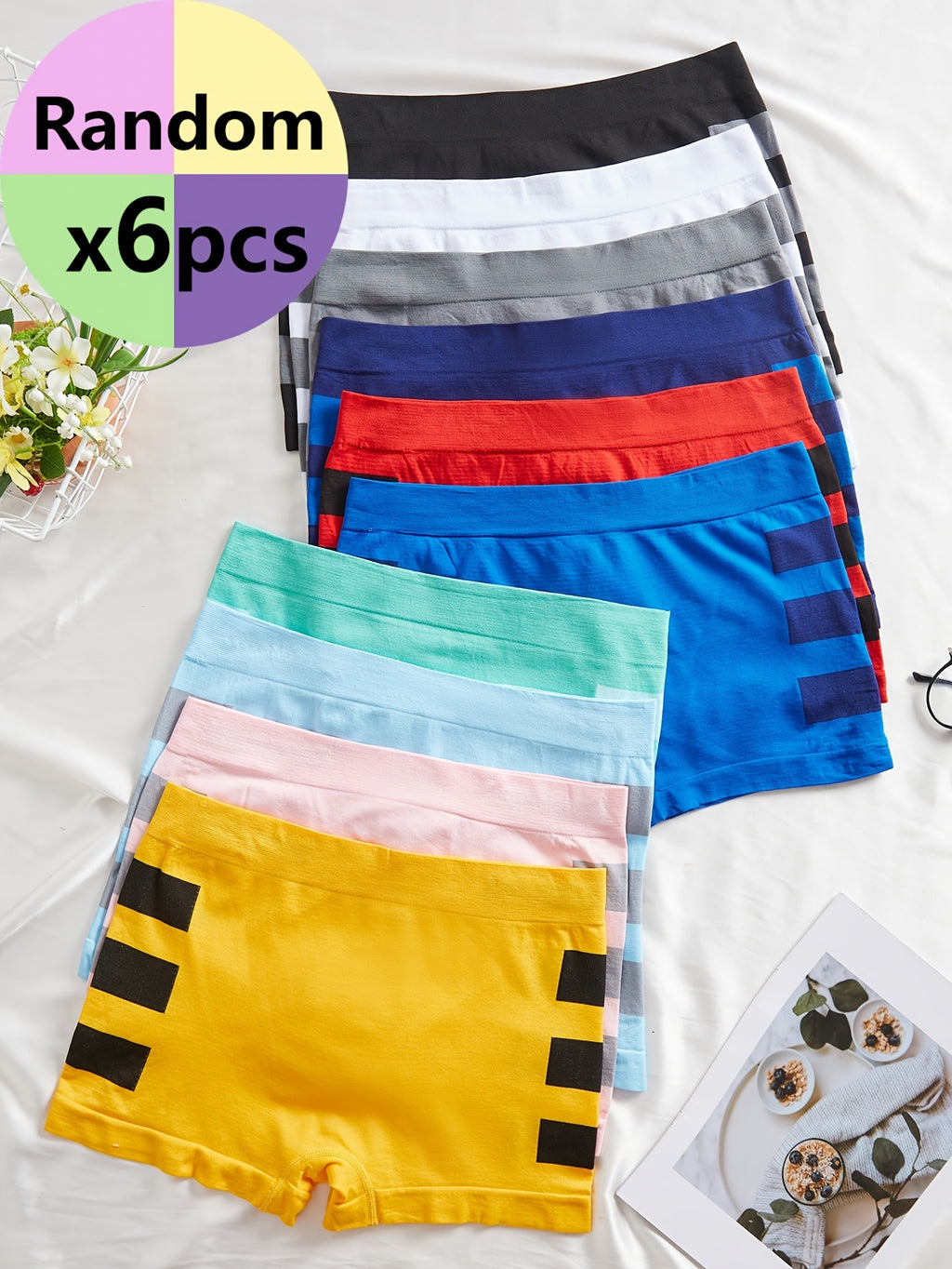 Boxer sans couture respirant microfibre homme — lot de 6, imprimé