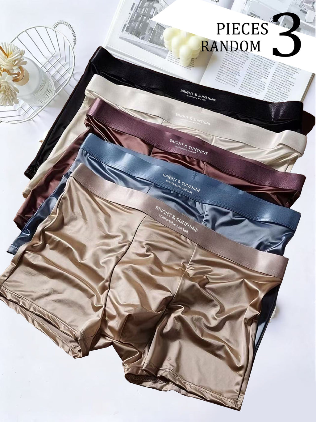 Boxer sans couture respirant microfibre homme — lot de 3, imprimé