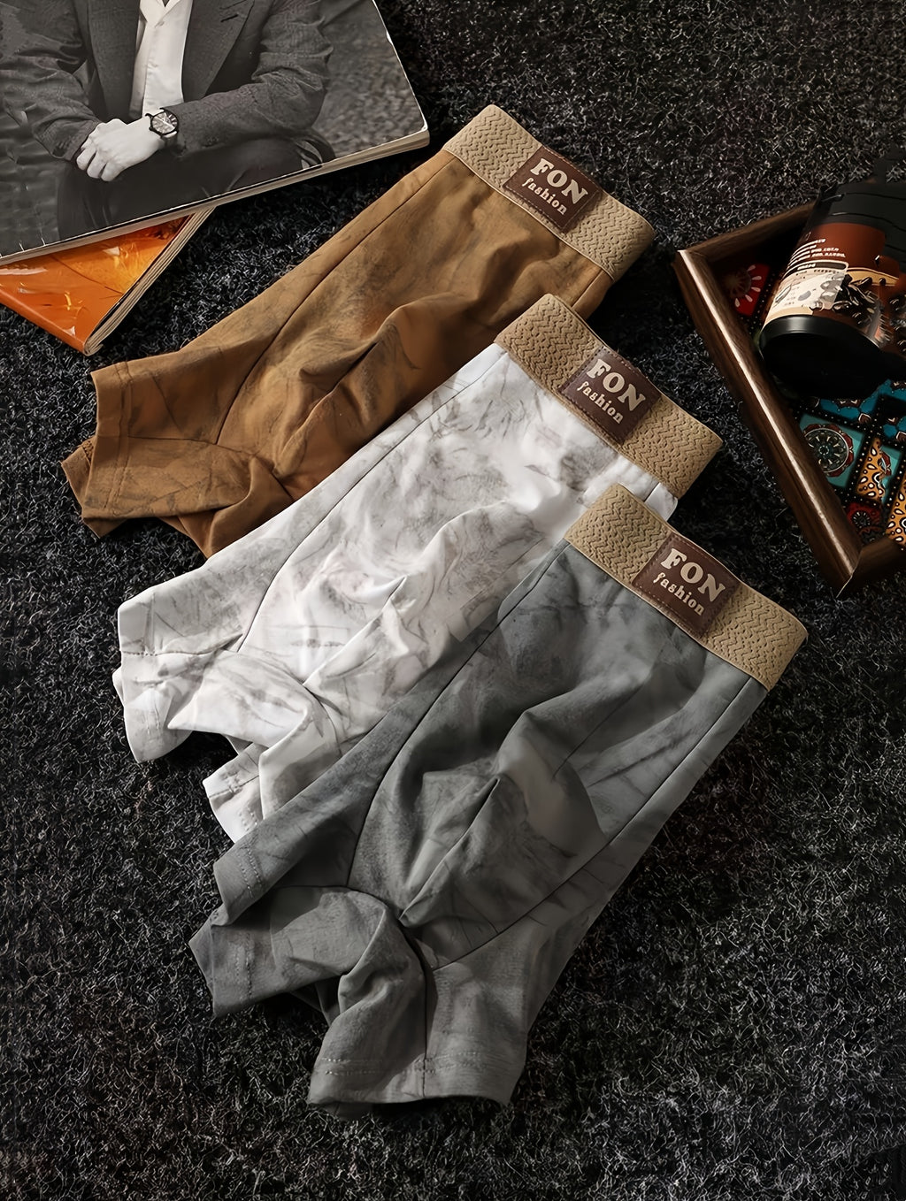 Boxer respirant coton homme — lot de 3, imprimé, assortiment S